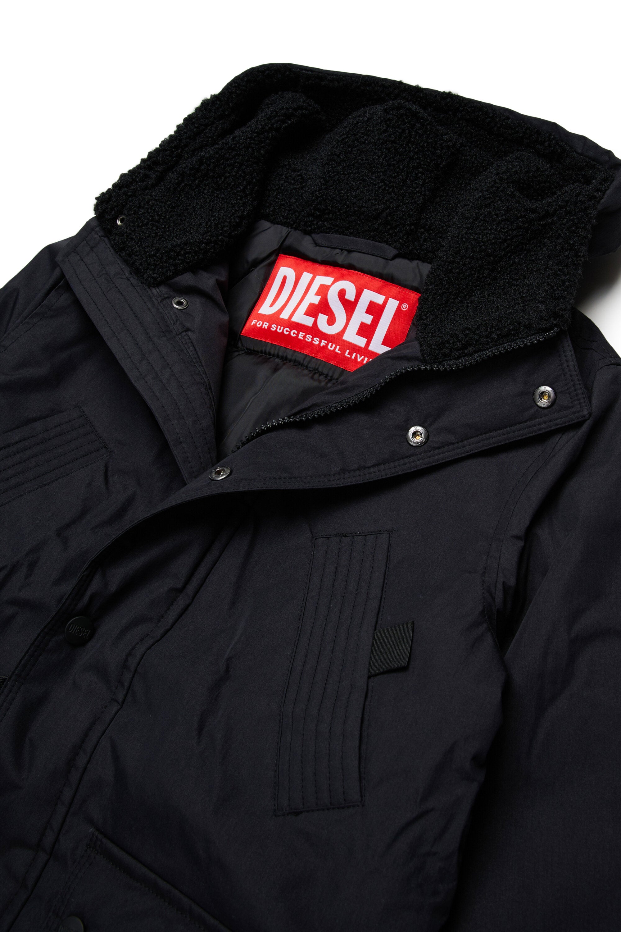 Long padded jacket with front pockets