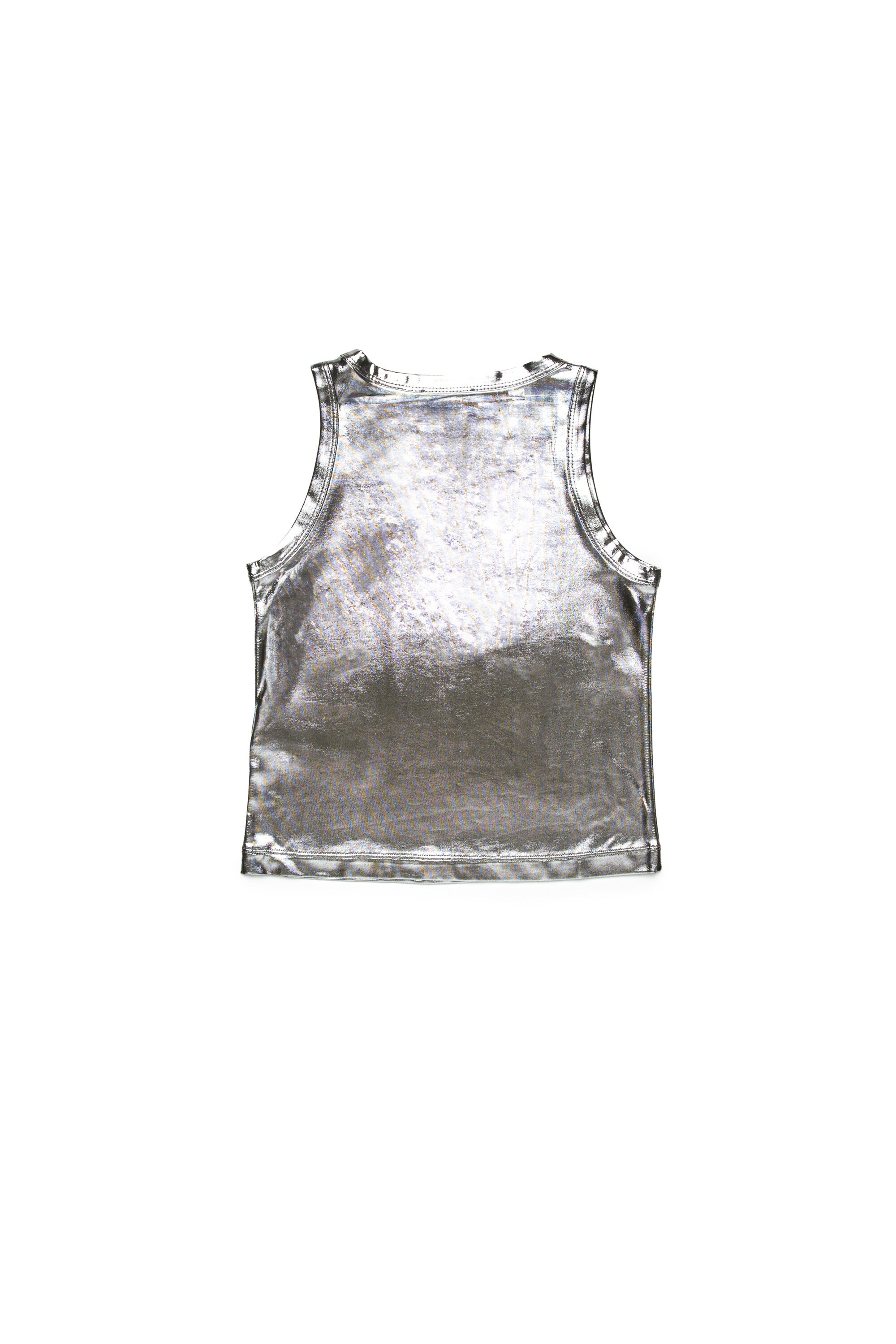 Sleeveless top with metallic finish