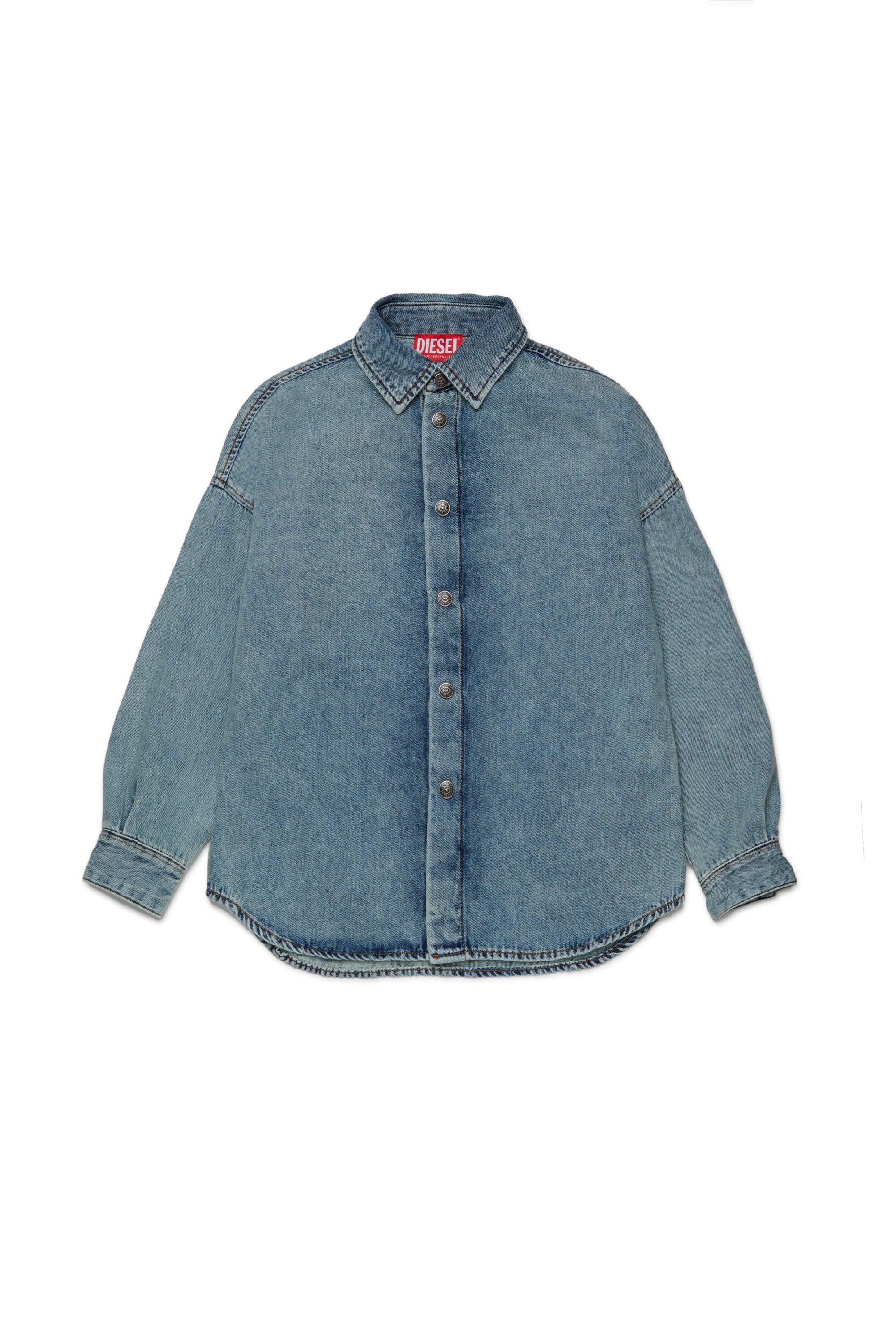 Marbled denim shirt with Oval D maxi logo