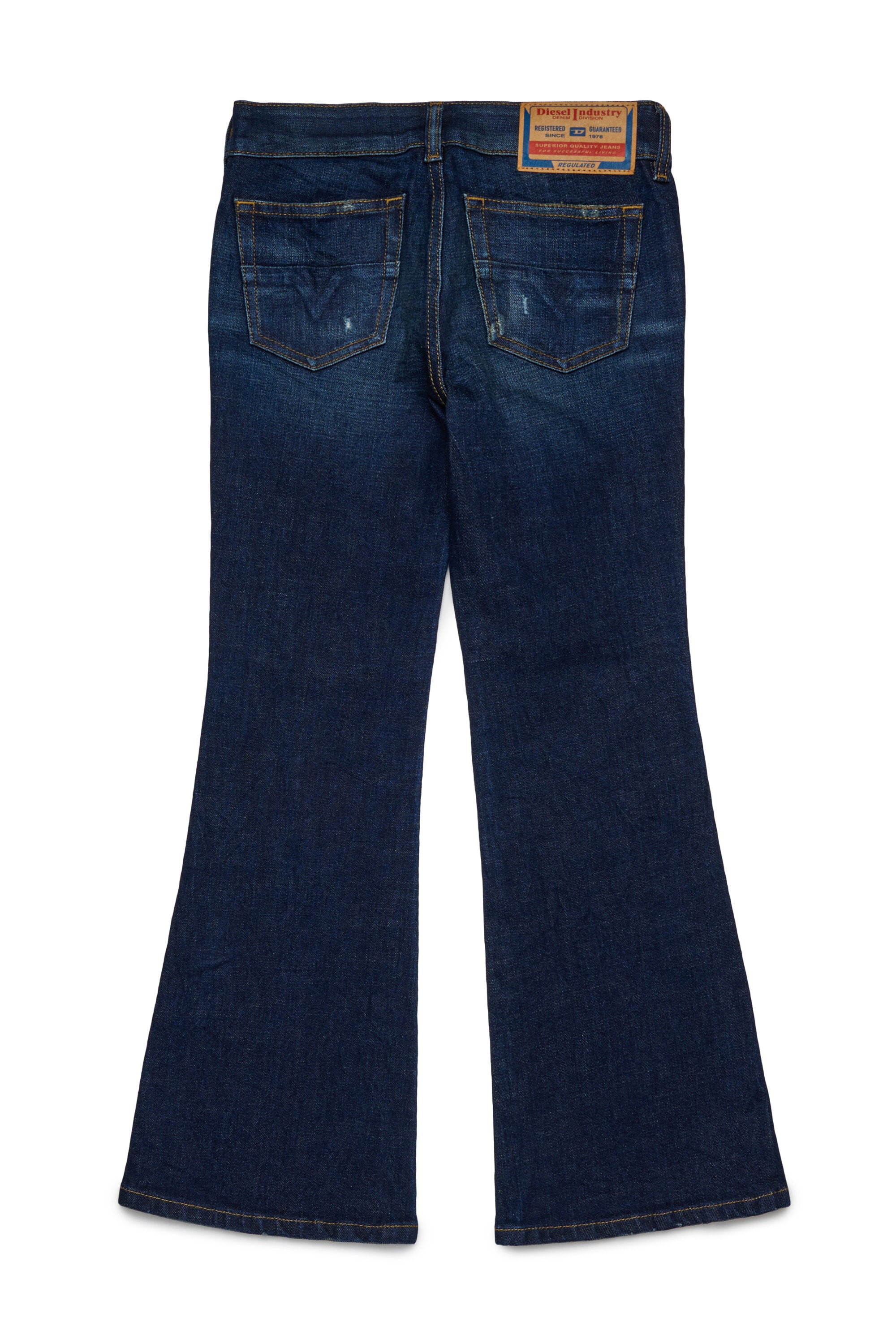 Dark blue bootcut jeans with abrasions - D-Eki