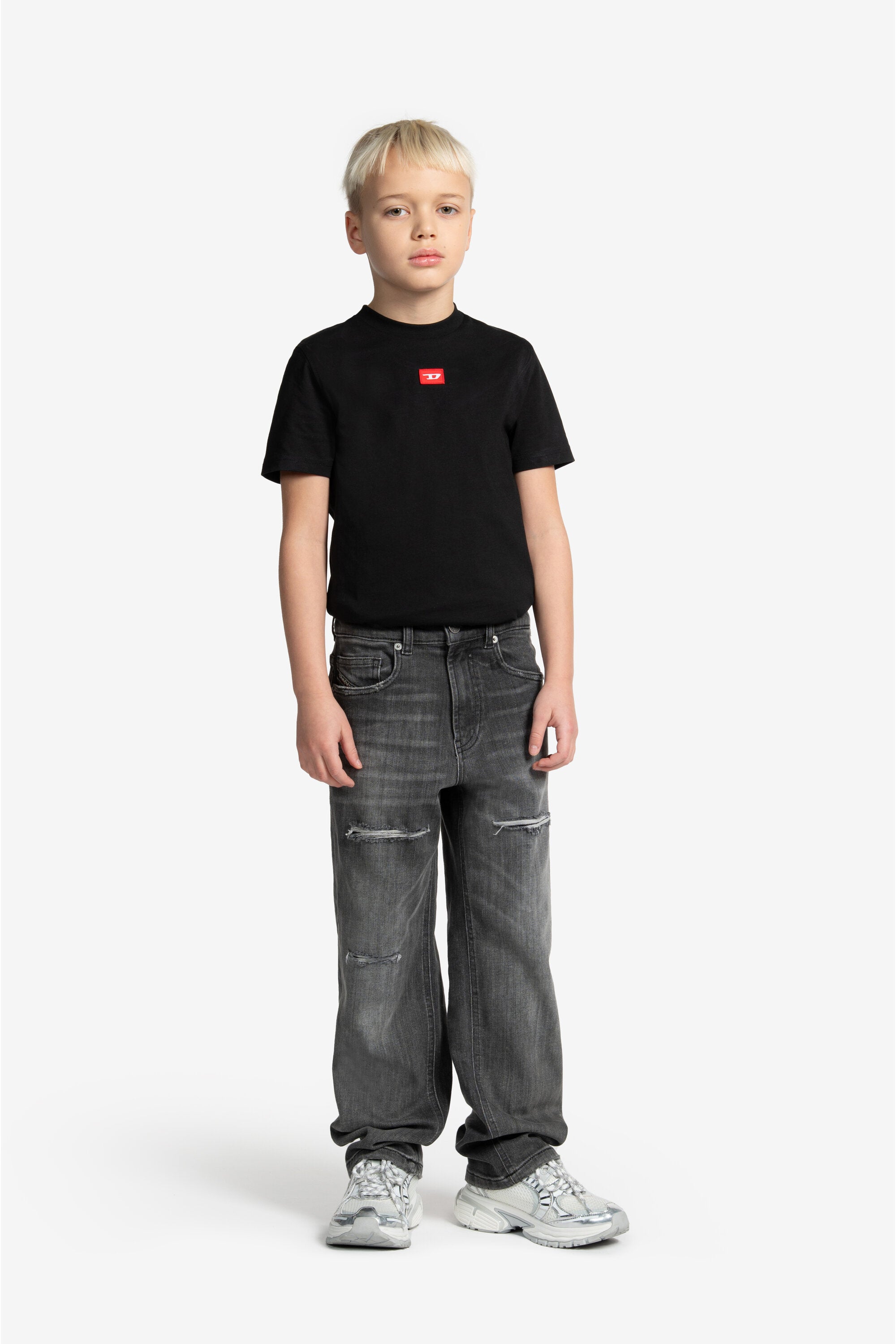 Dark gray relaxed jeans with rips - D-Maki