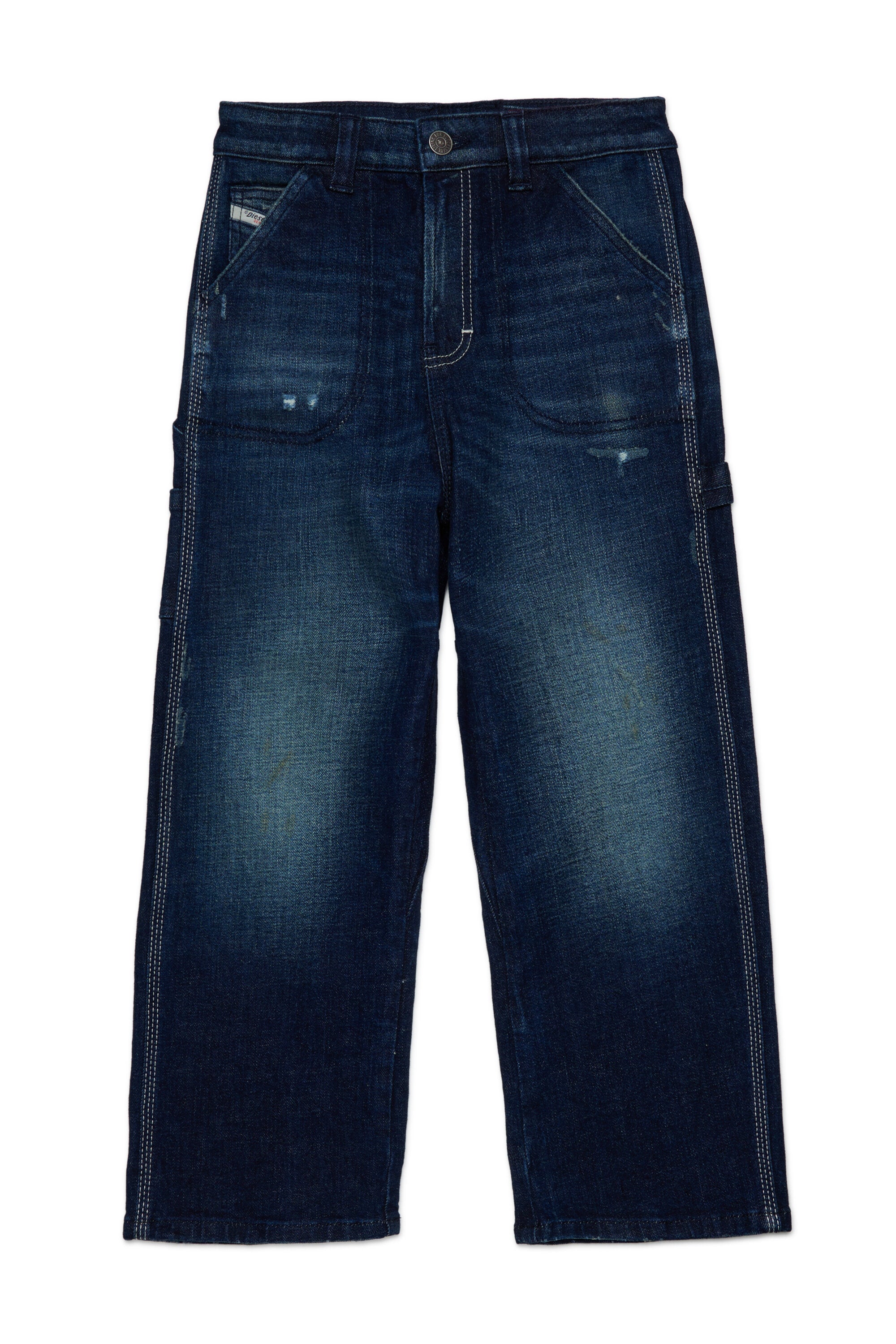 Dark blue relaxed jeans with abrasions - D-Bart
