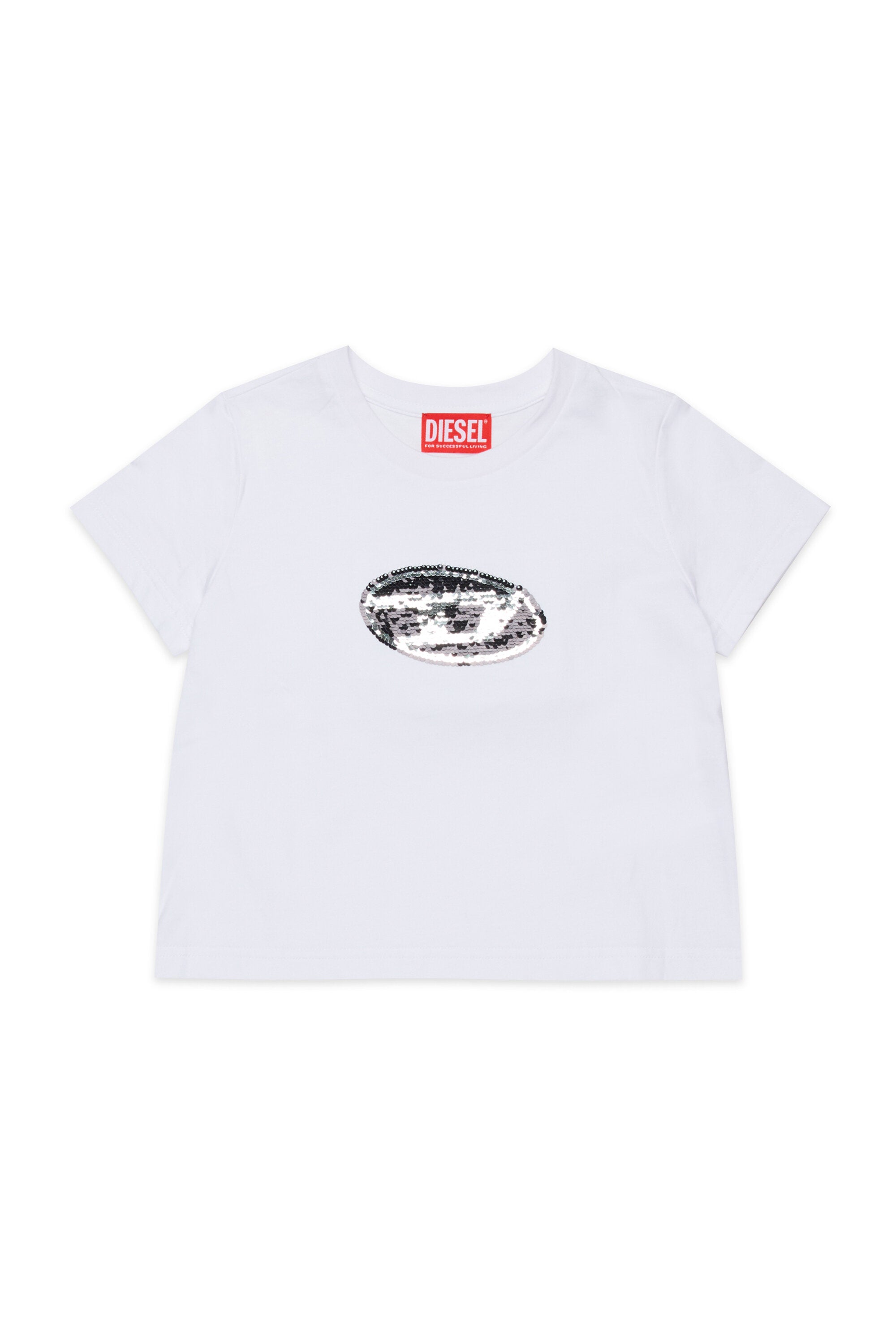 Sequined logo jersey T-shirt