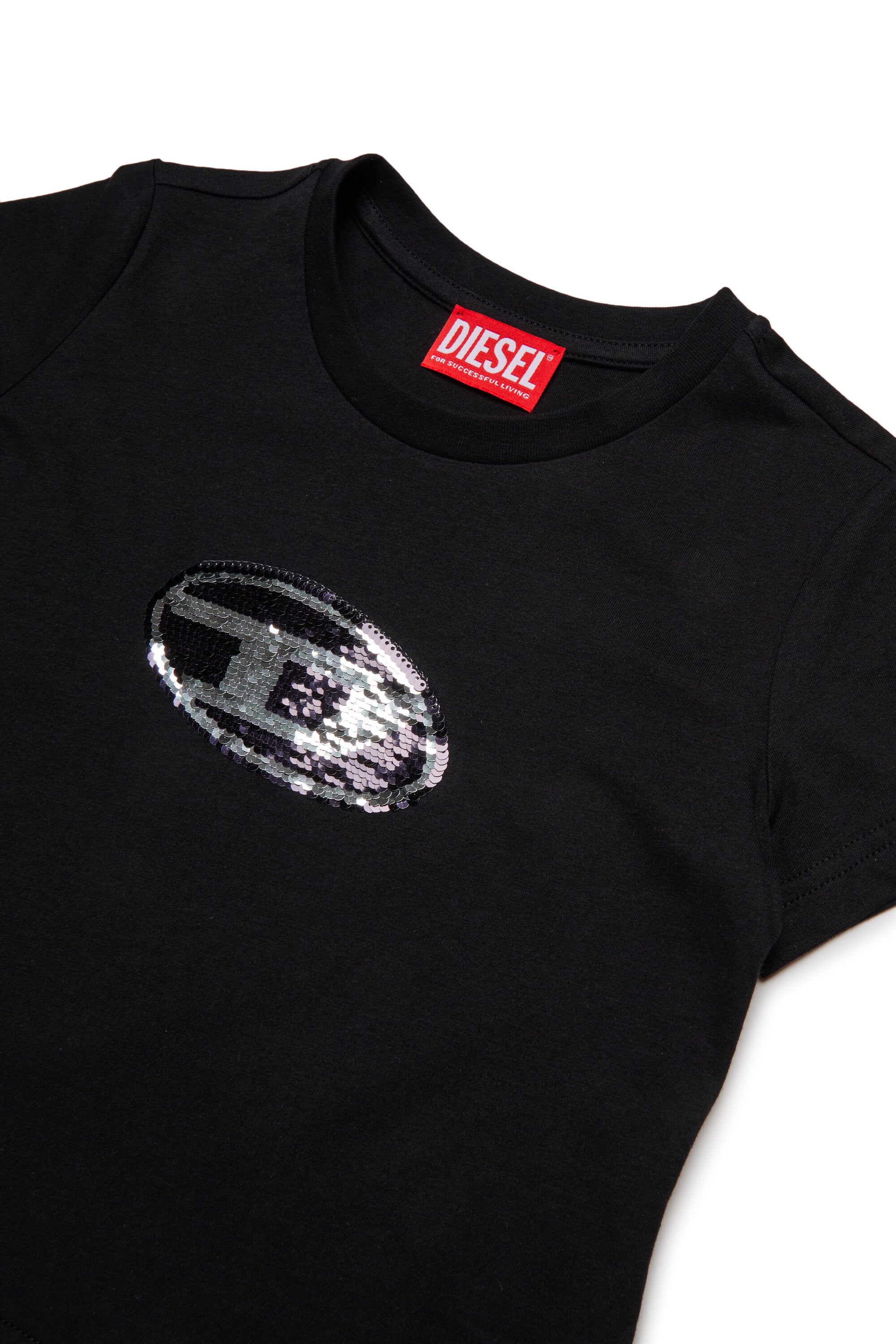 Sequined logo jersey T-shirt