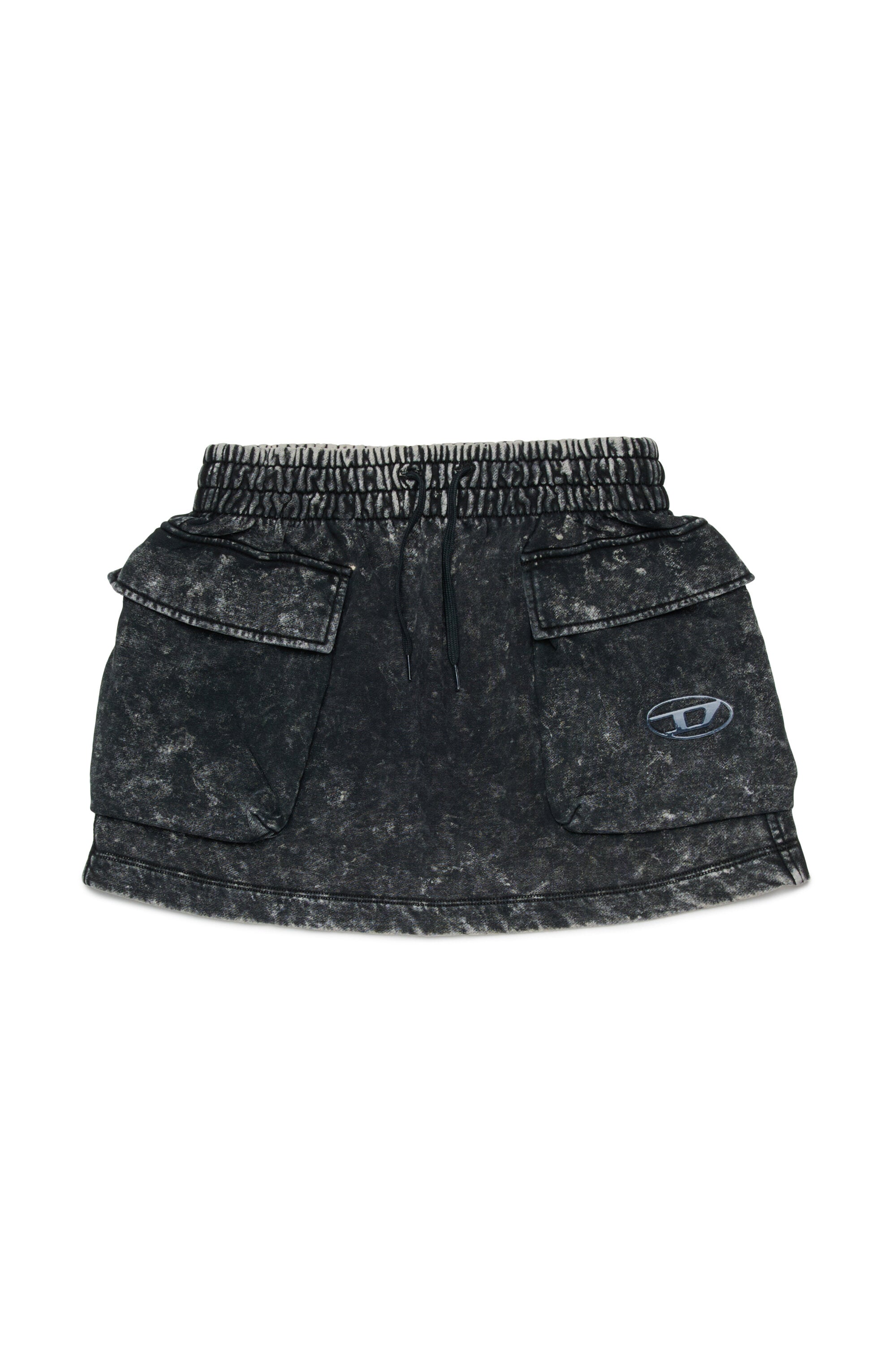 Marbled fleece cargo mini skirt