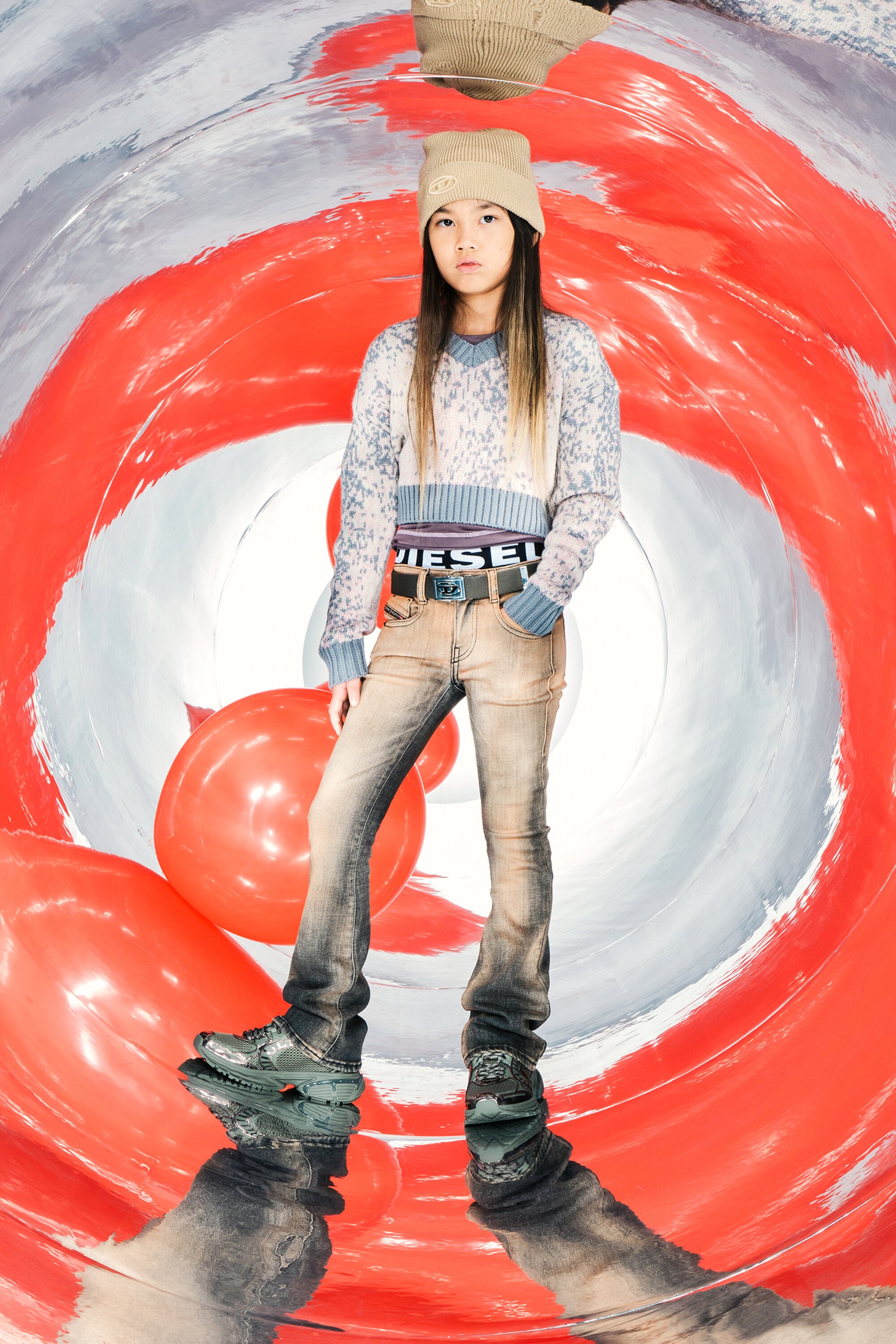 Acid Rain allover V-neck sweater