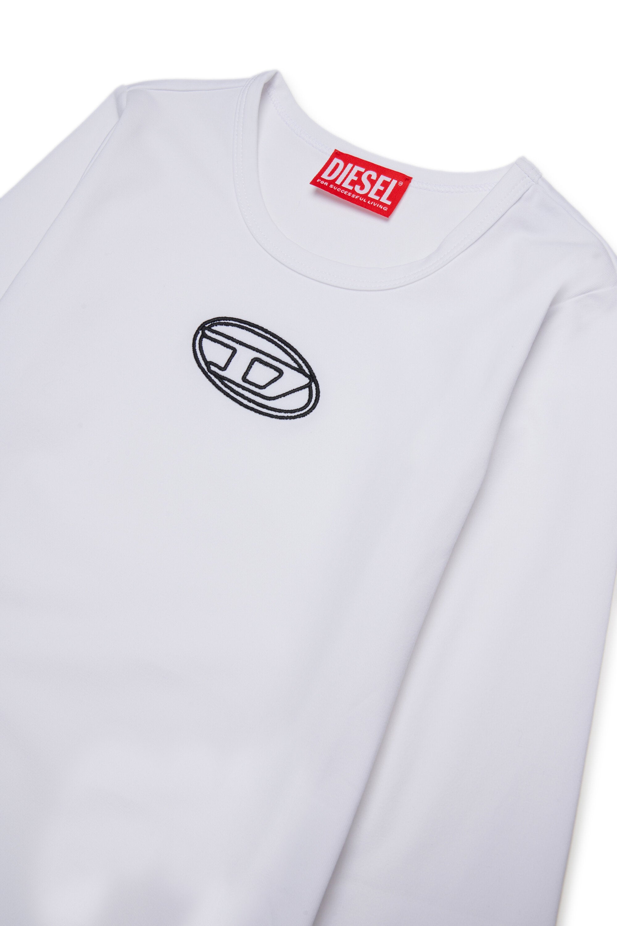 Stretch jersey bodysuit branded with Oval D logo