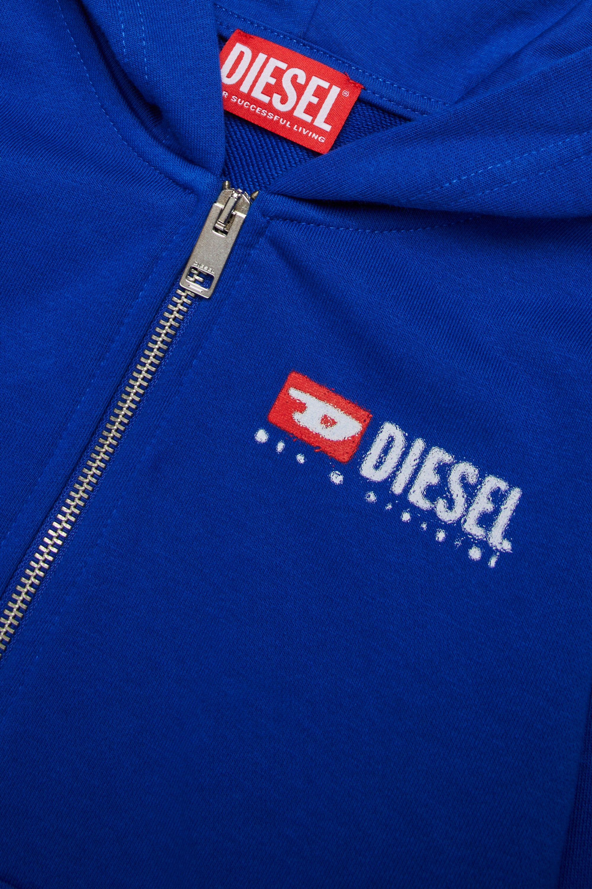 Hooded sweatshirt with zip and Diesel Denim Division logo