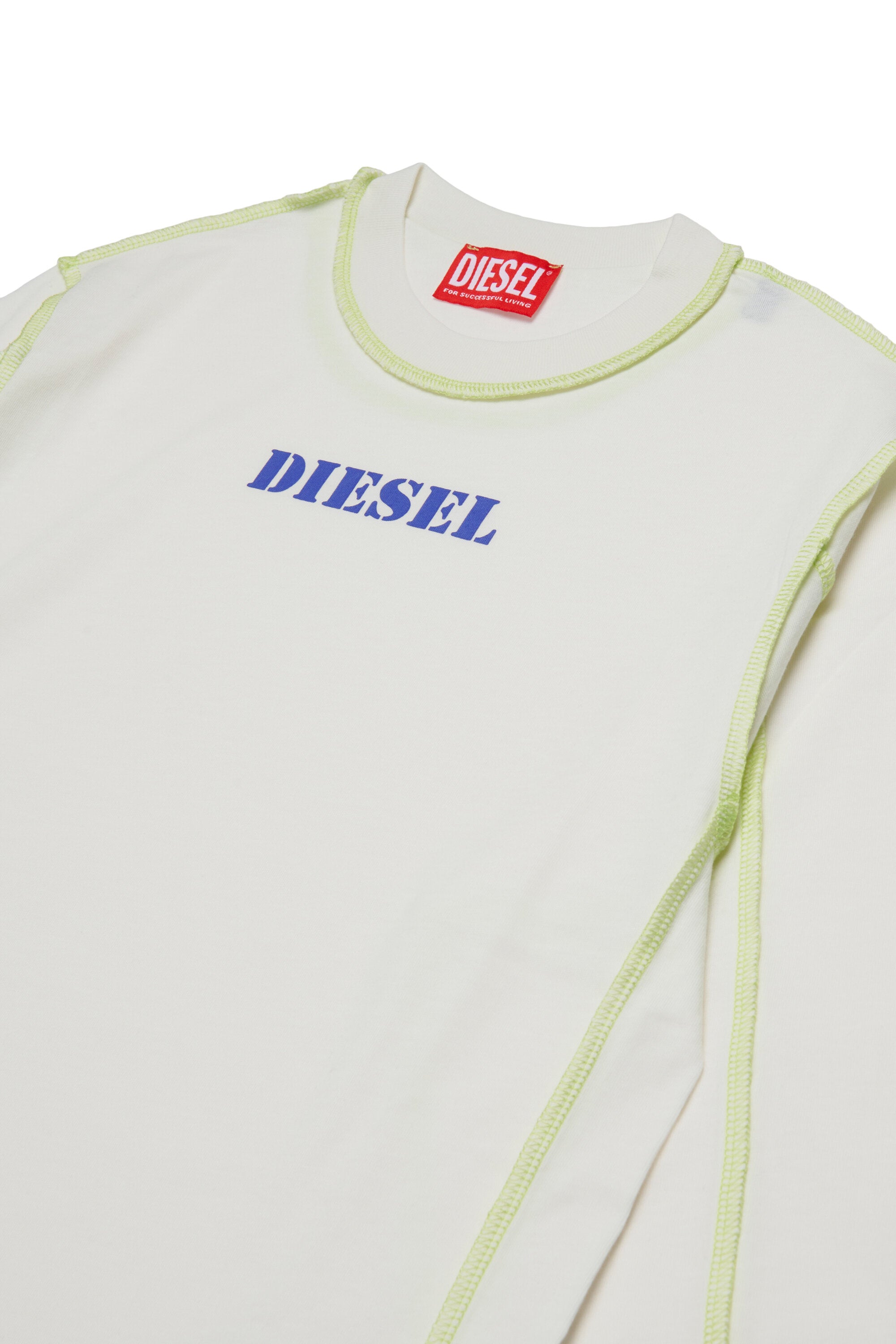 Long sleeves cotton blend T-shirt with Diesel print