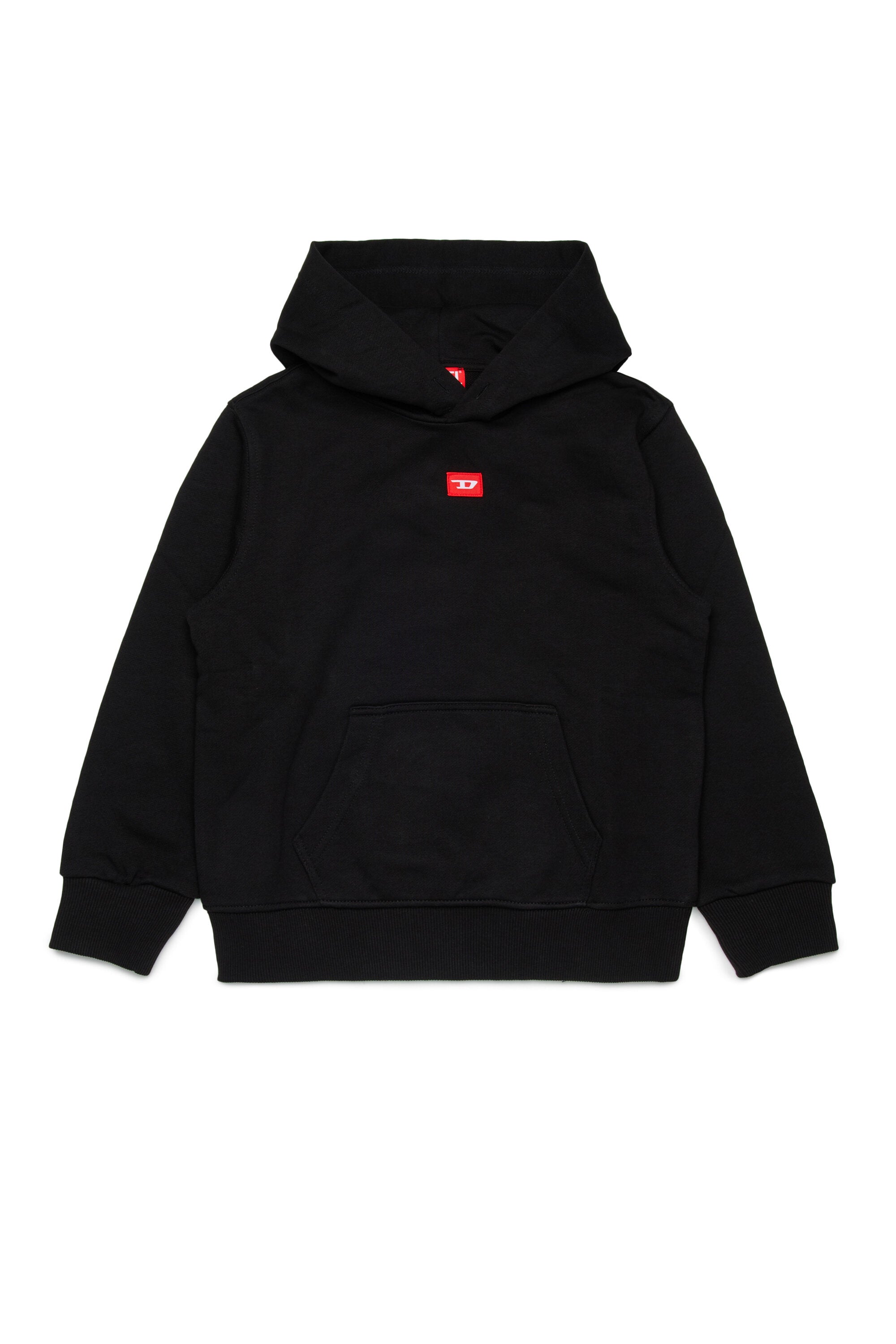 Hooded sweatshirt with red D patch