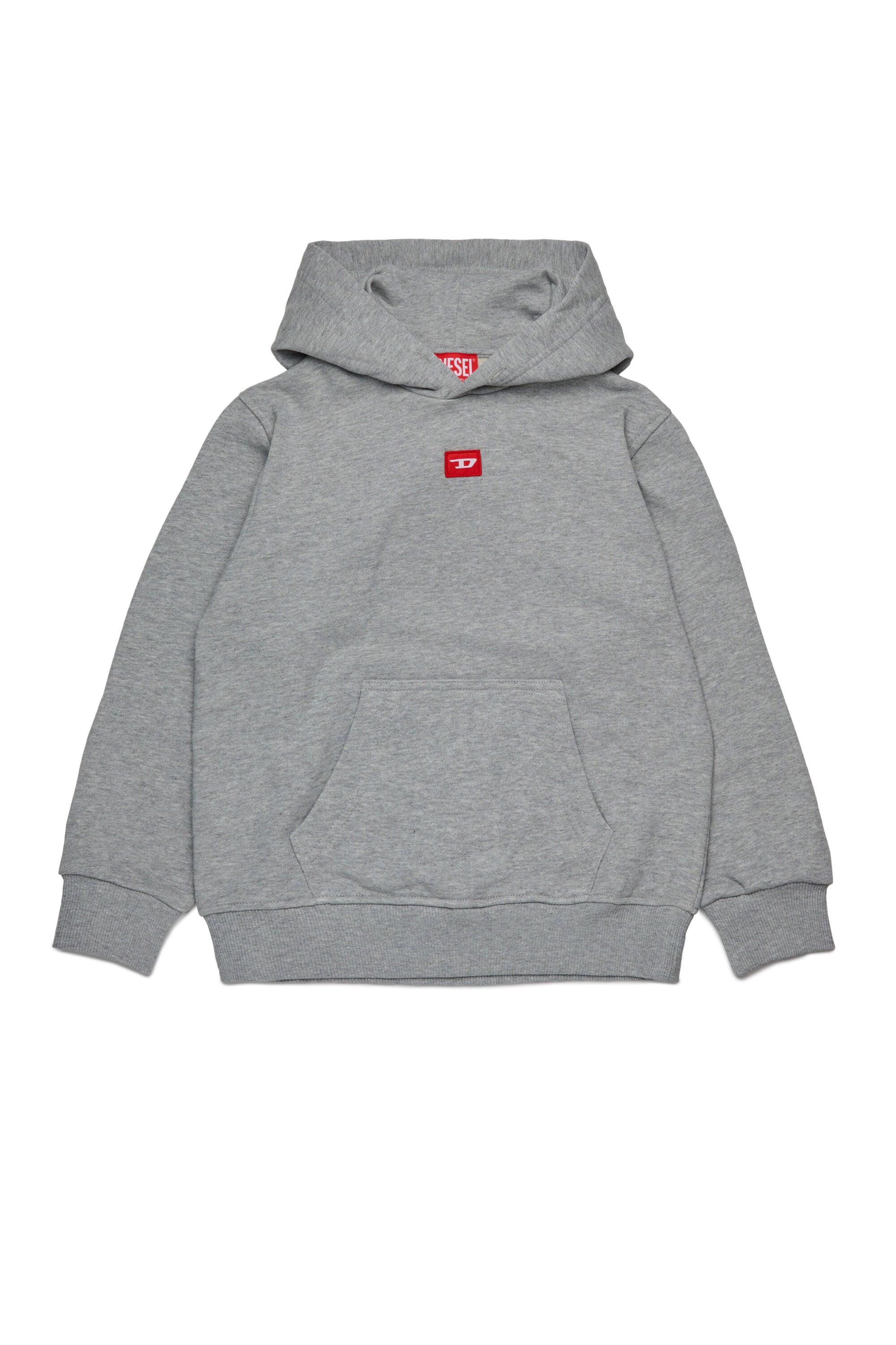 Hooded sweatshirt with red D patch