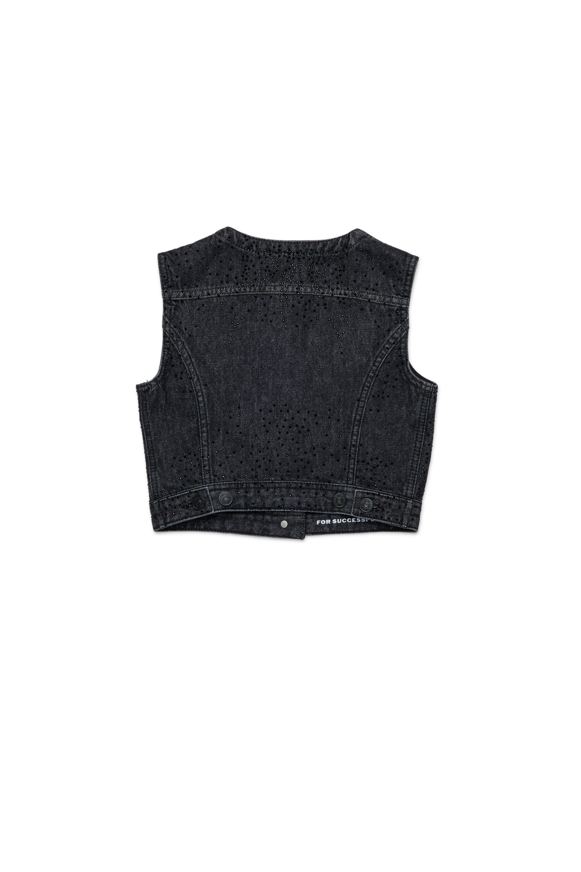 Black denim vest with hotfix