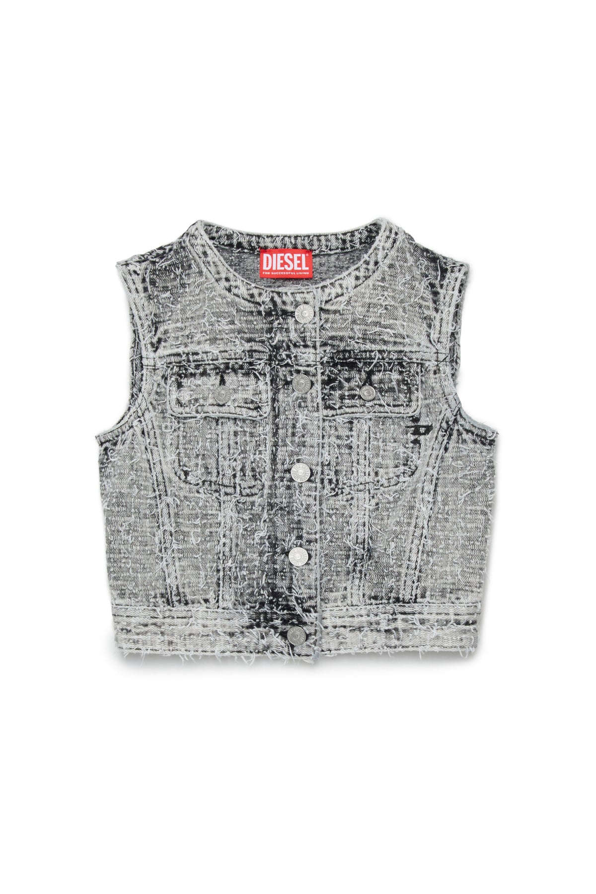 Sleeveless denim jacket with logo