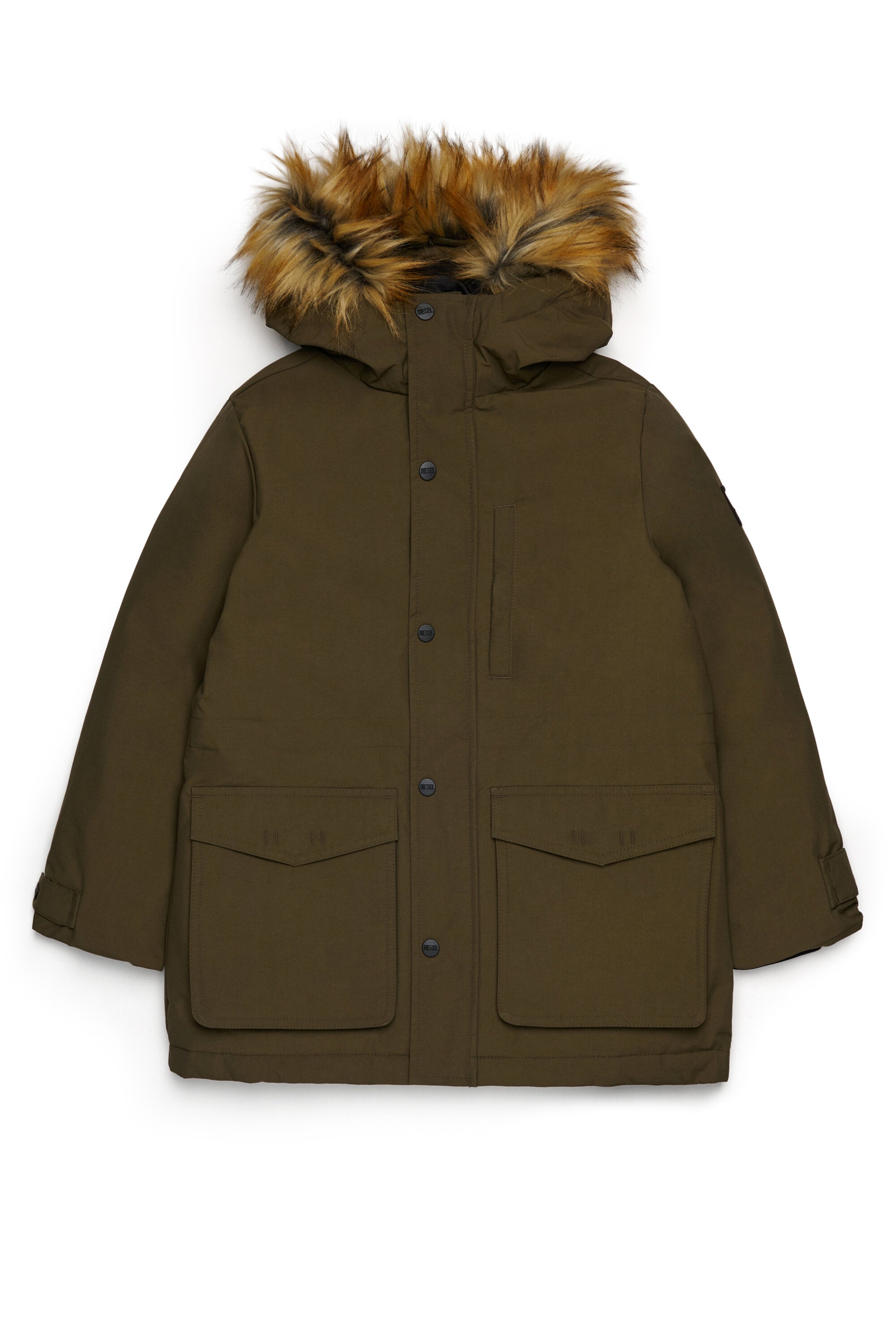 Padded jacket with faux fur hood