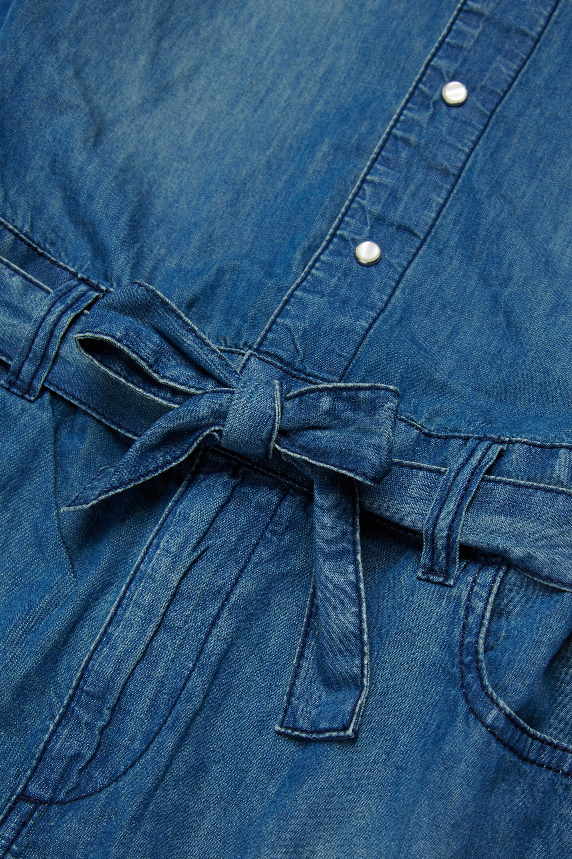 Denim romper with logo