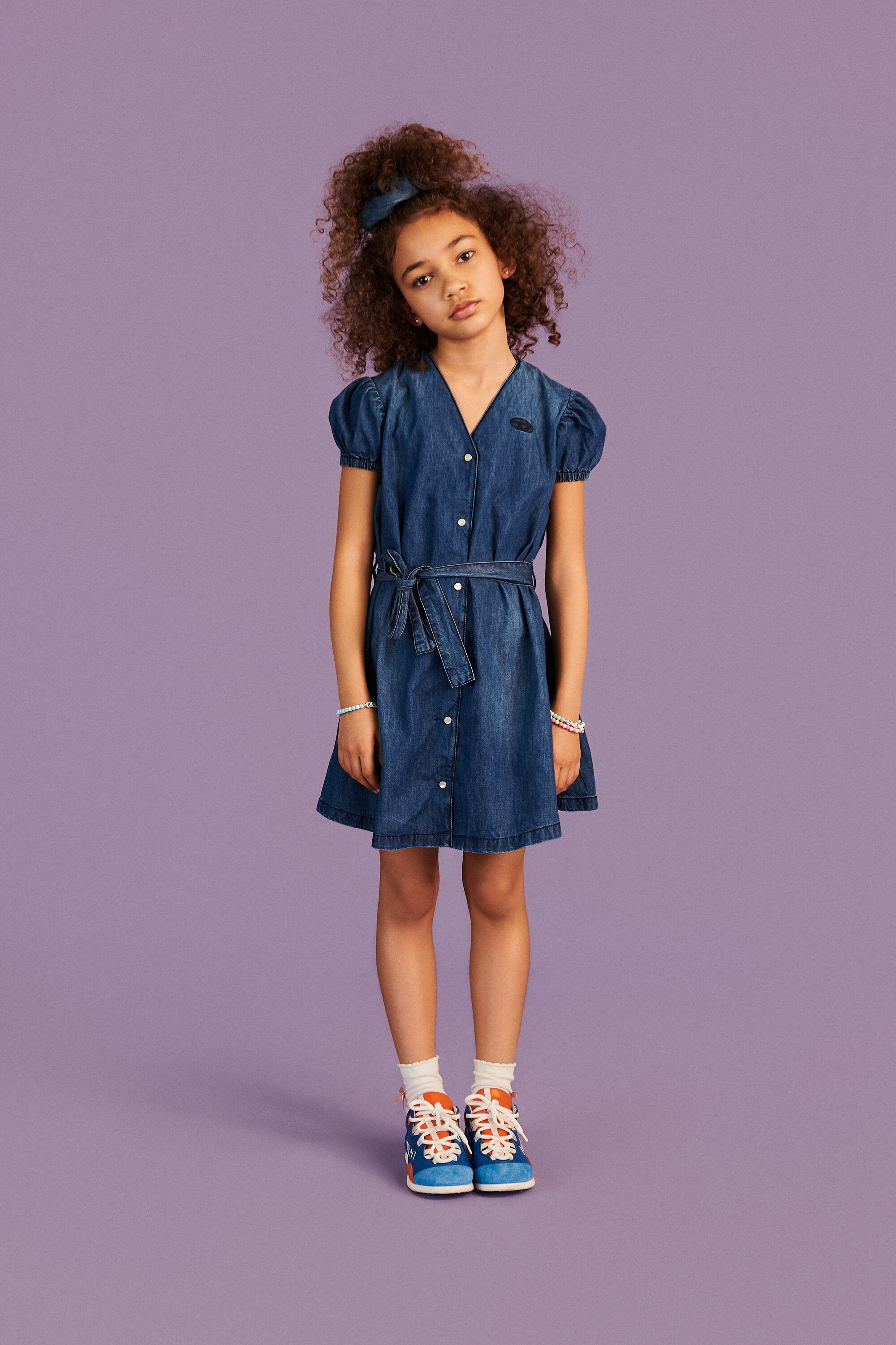Denim dress with logo