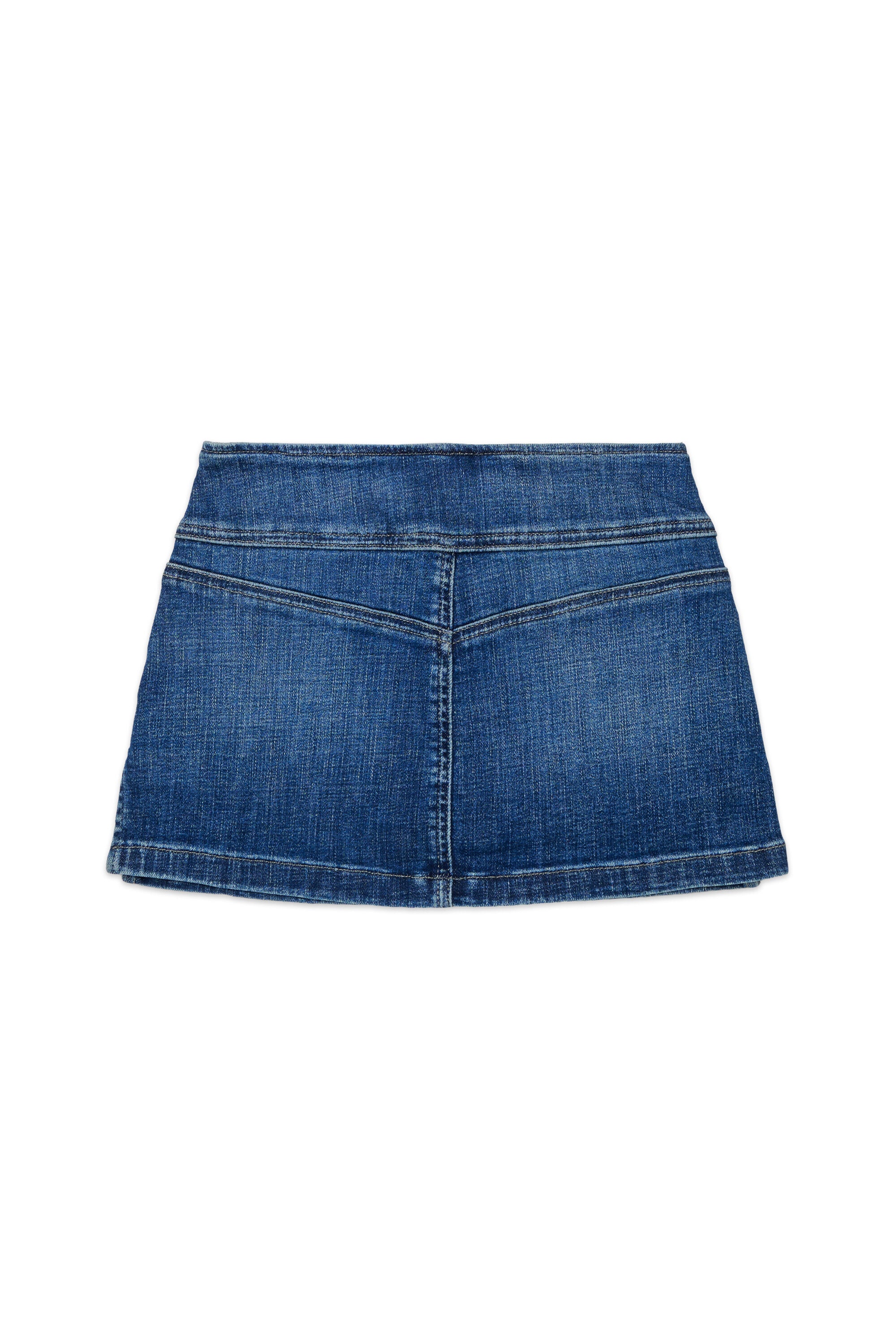 Short five-pocket denim skirt