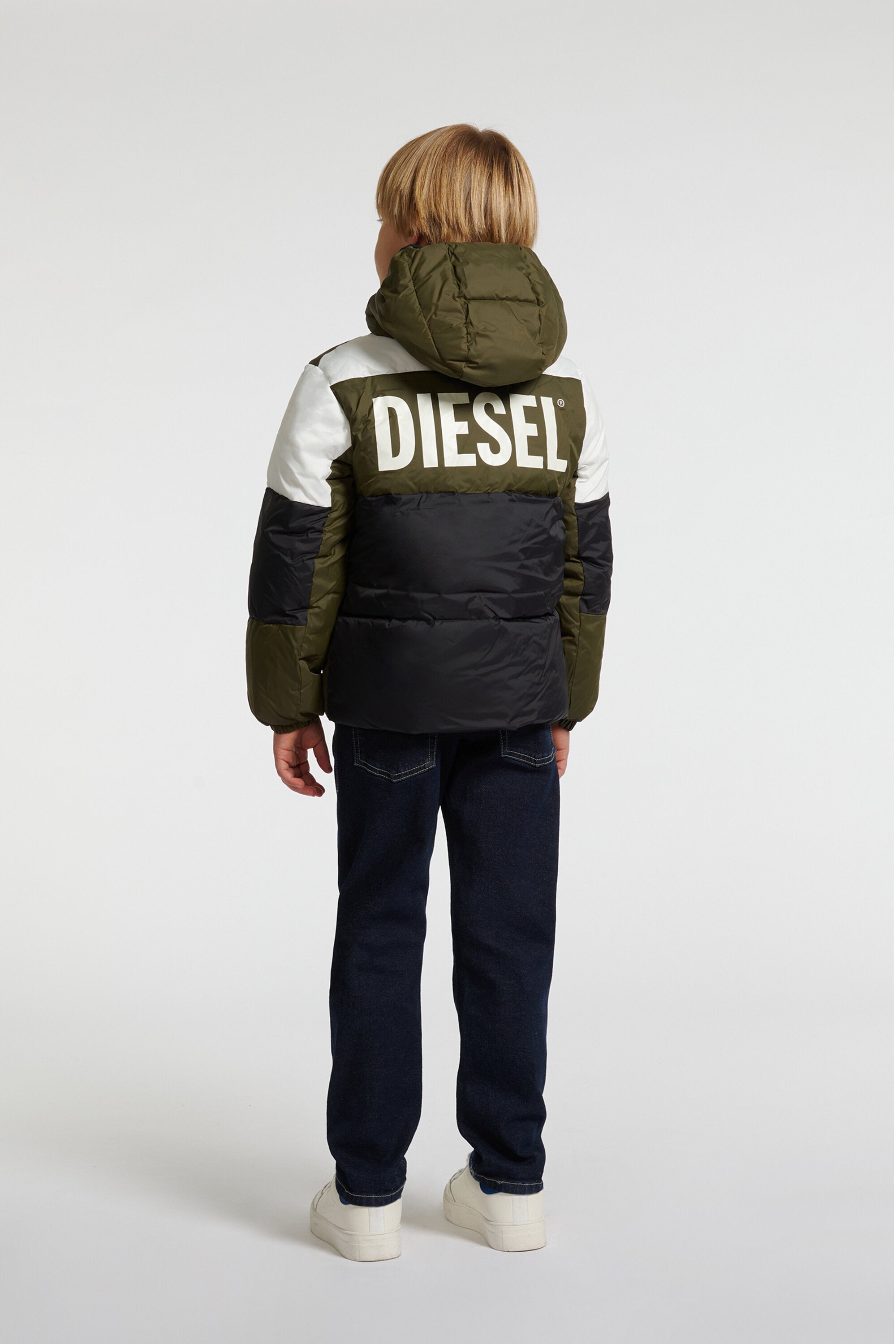 Colorblock padded jacket with logo