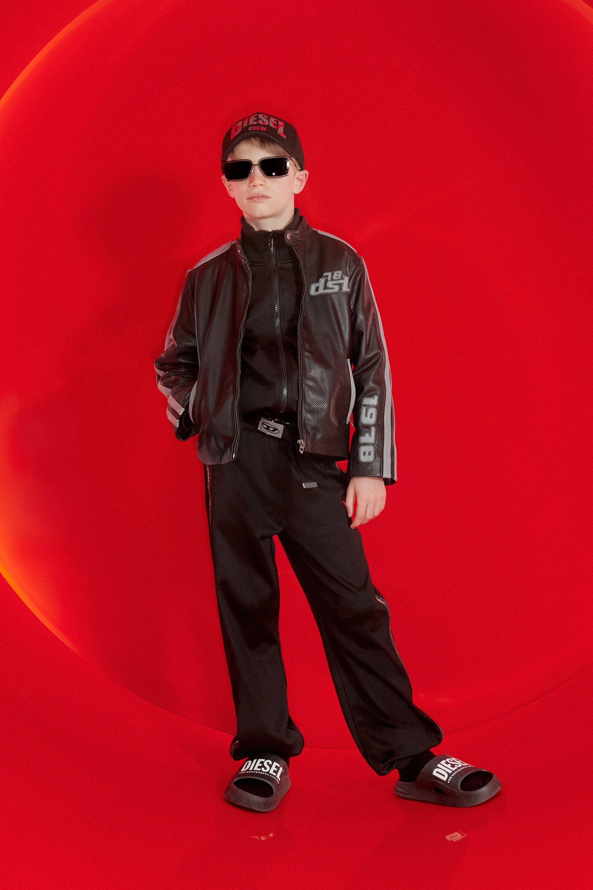 Biker jacket with printed logo