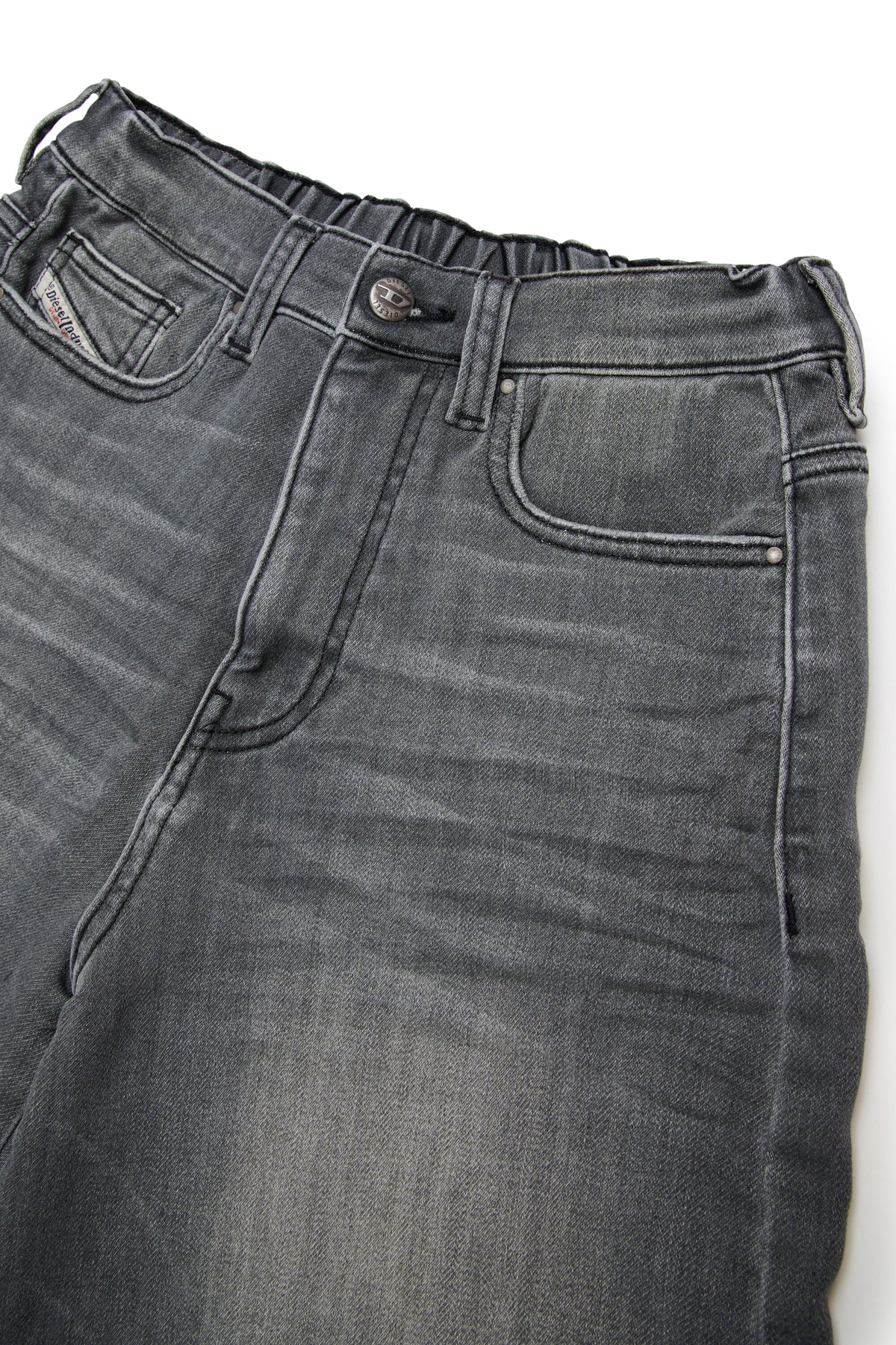 Gray washed-effect denim shorts