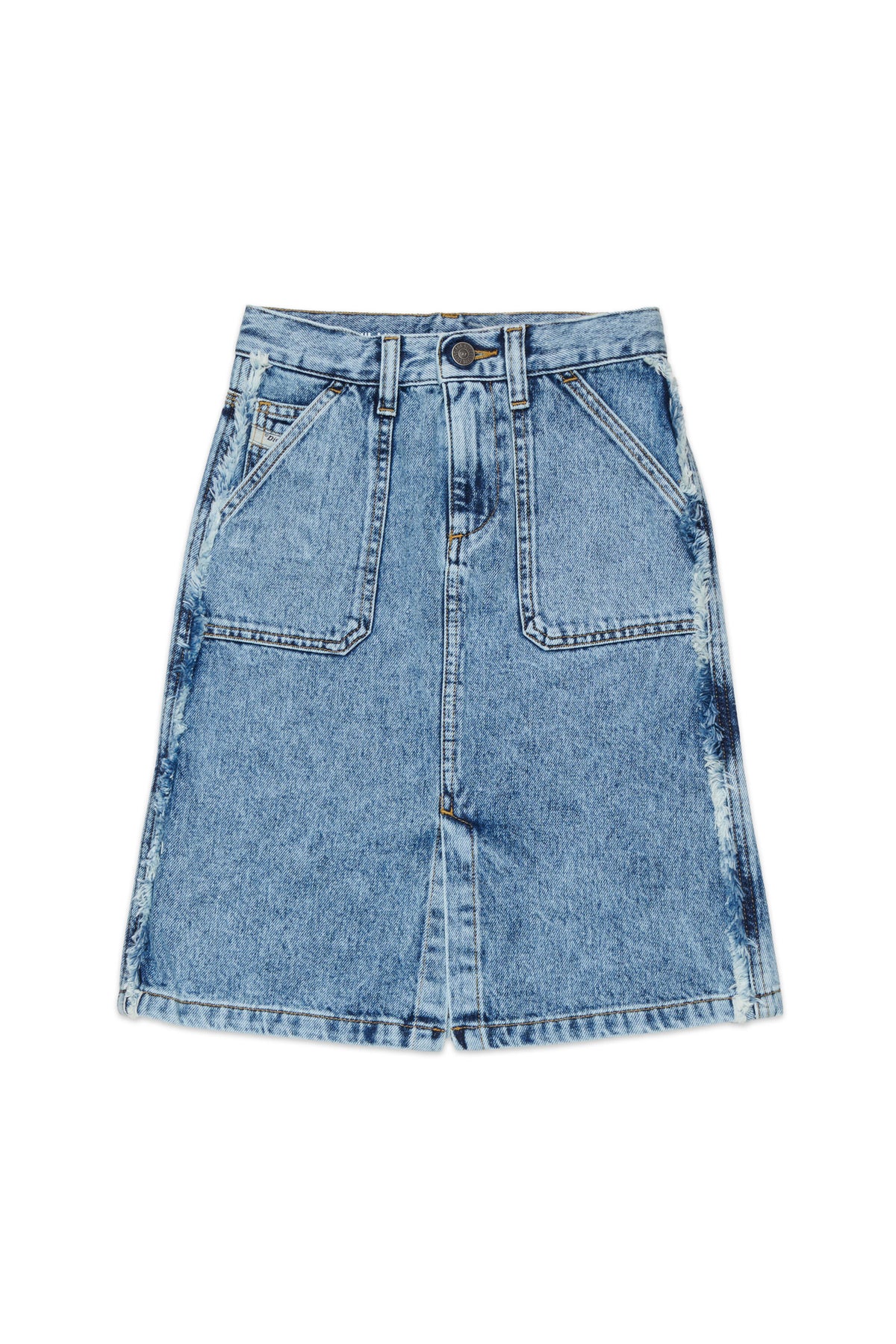 Denim skirt with back embroidery
