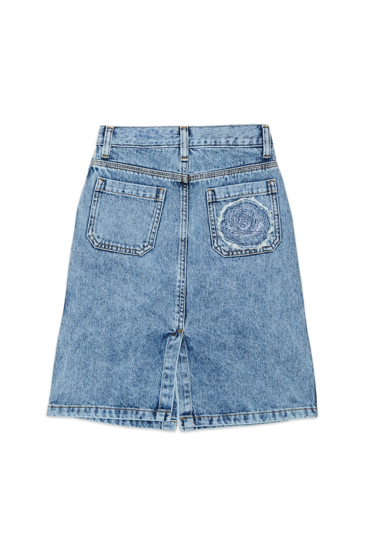 Denim skirt with back embroidery