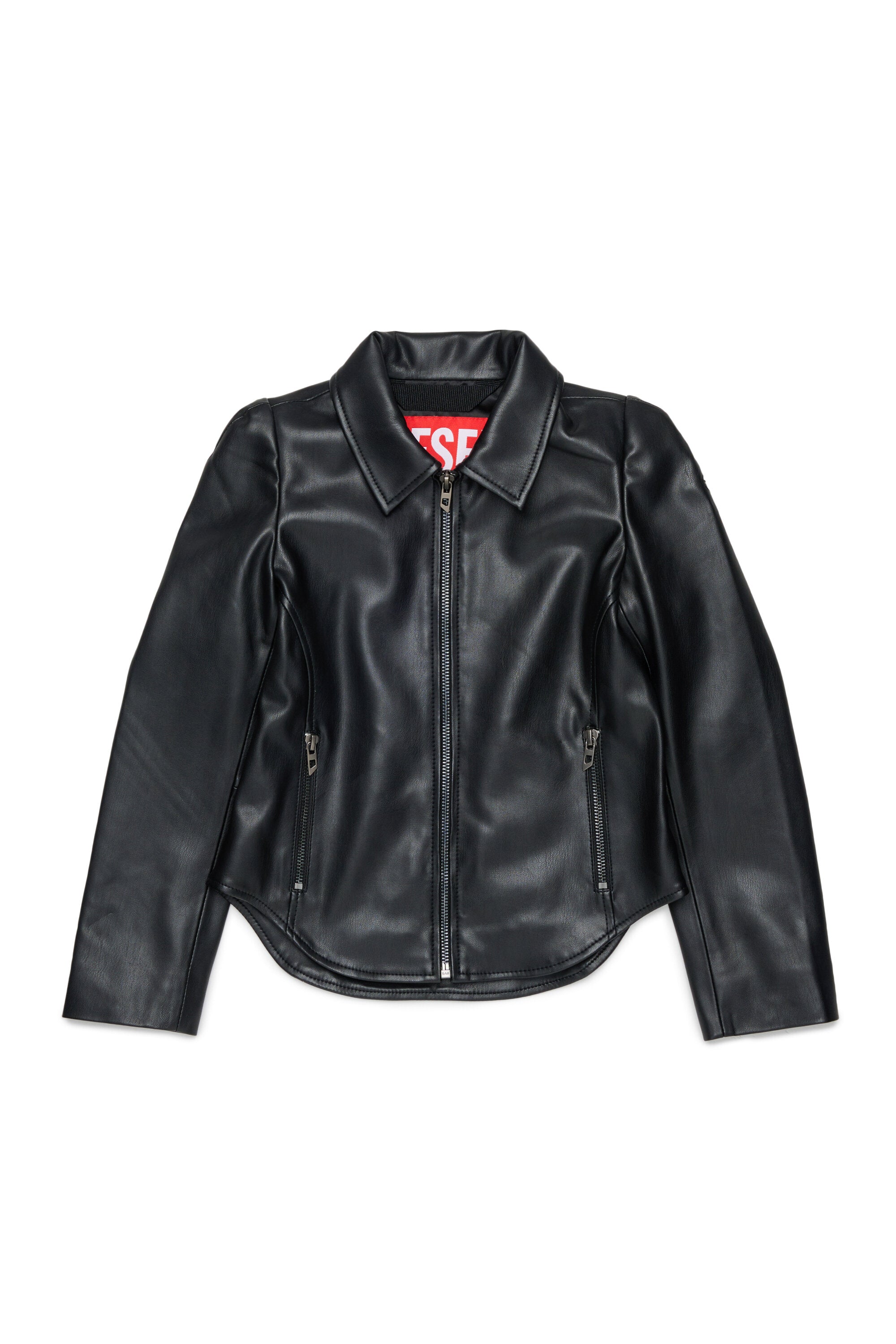 Biker jacket in coated fabric