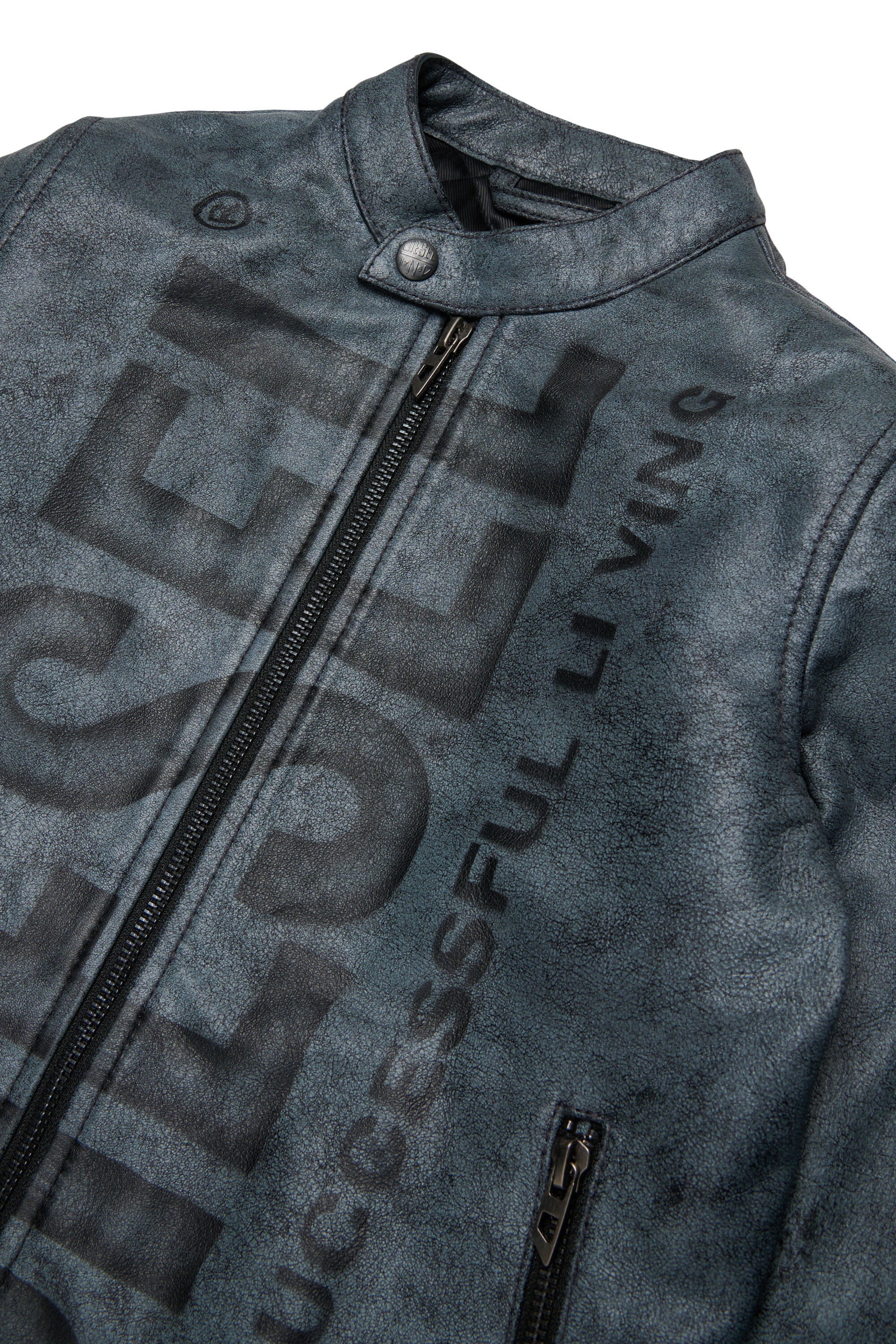 Biker jacket with printed logo