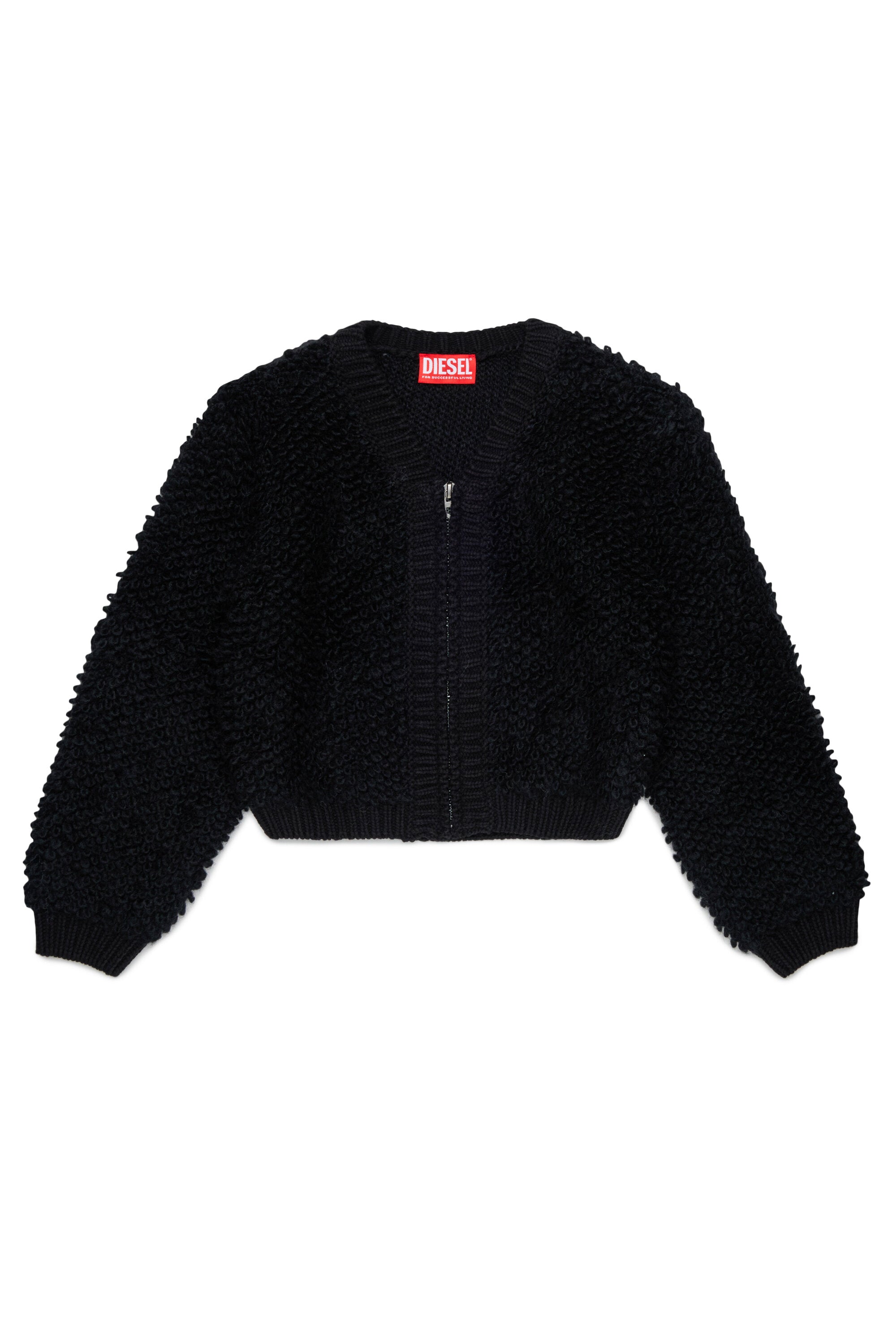 Knitted zip cardigan with logo