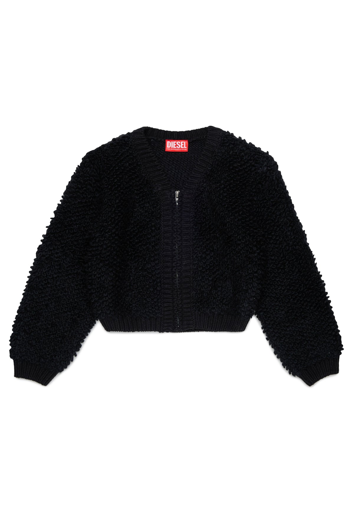 Knitted zip cardigan with logo