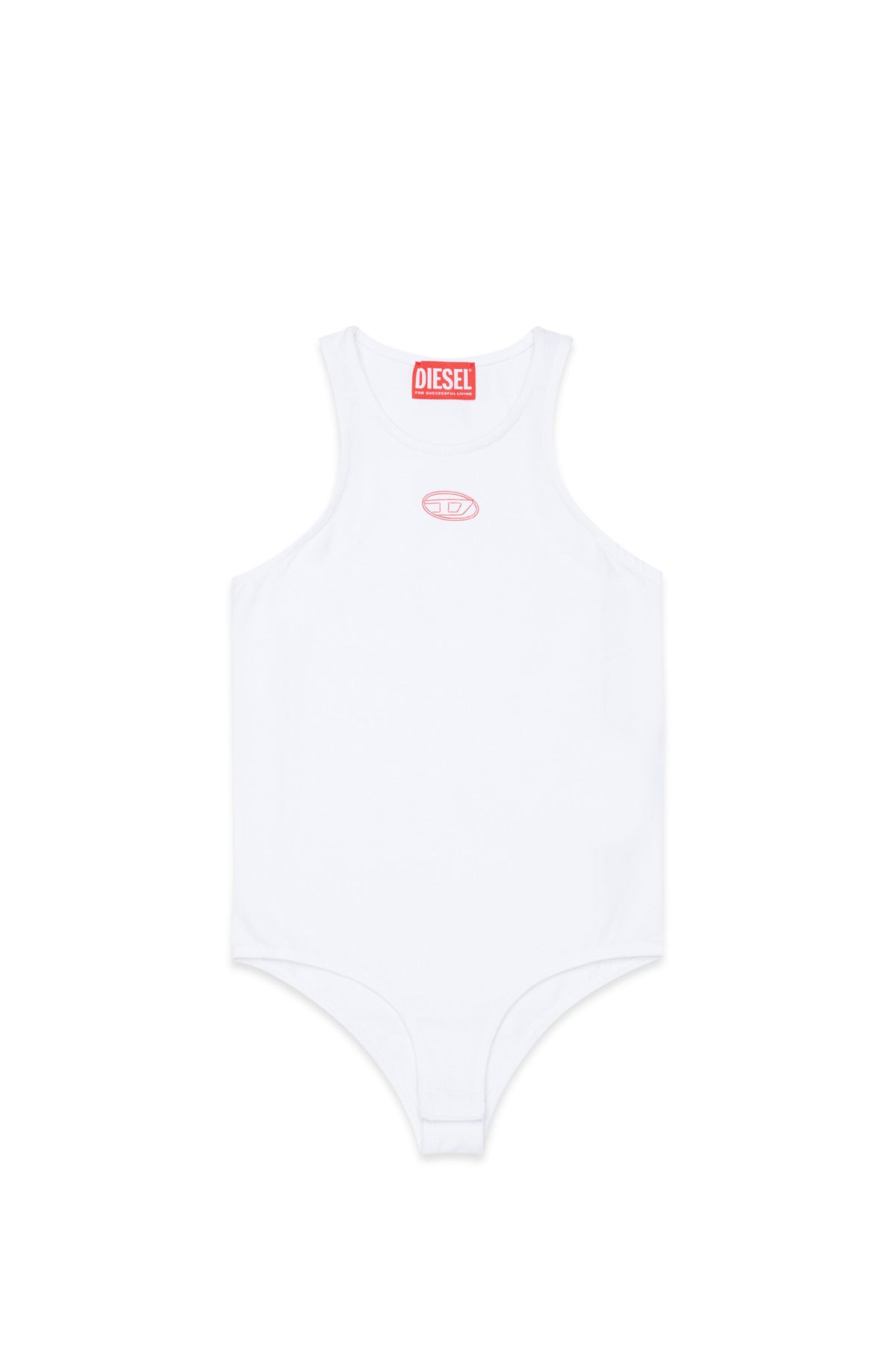 Sleeveless bodysuit with oval logo