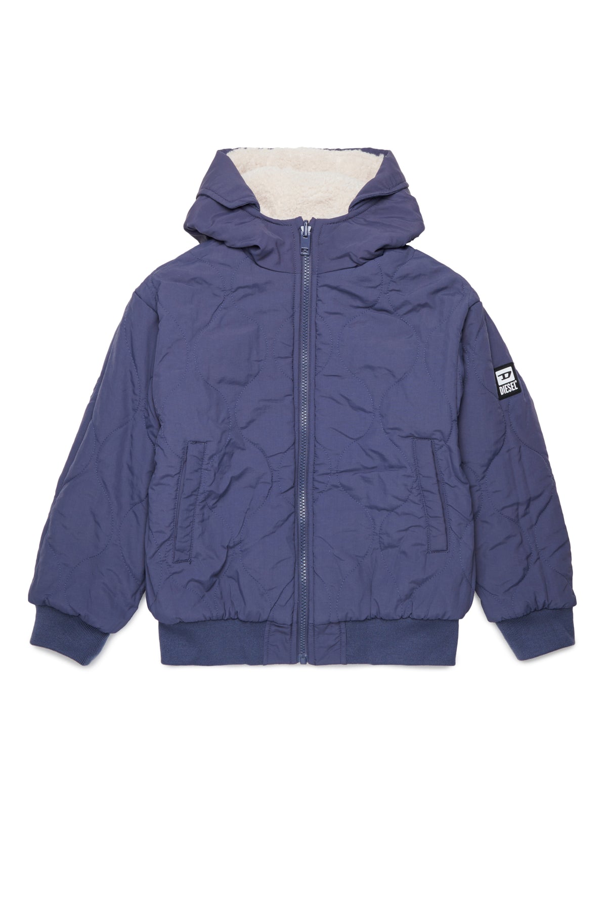 Reversible teddy jacket with hood