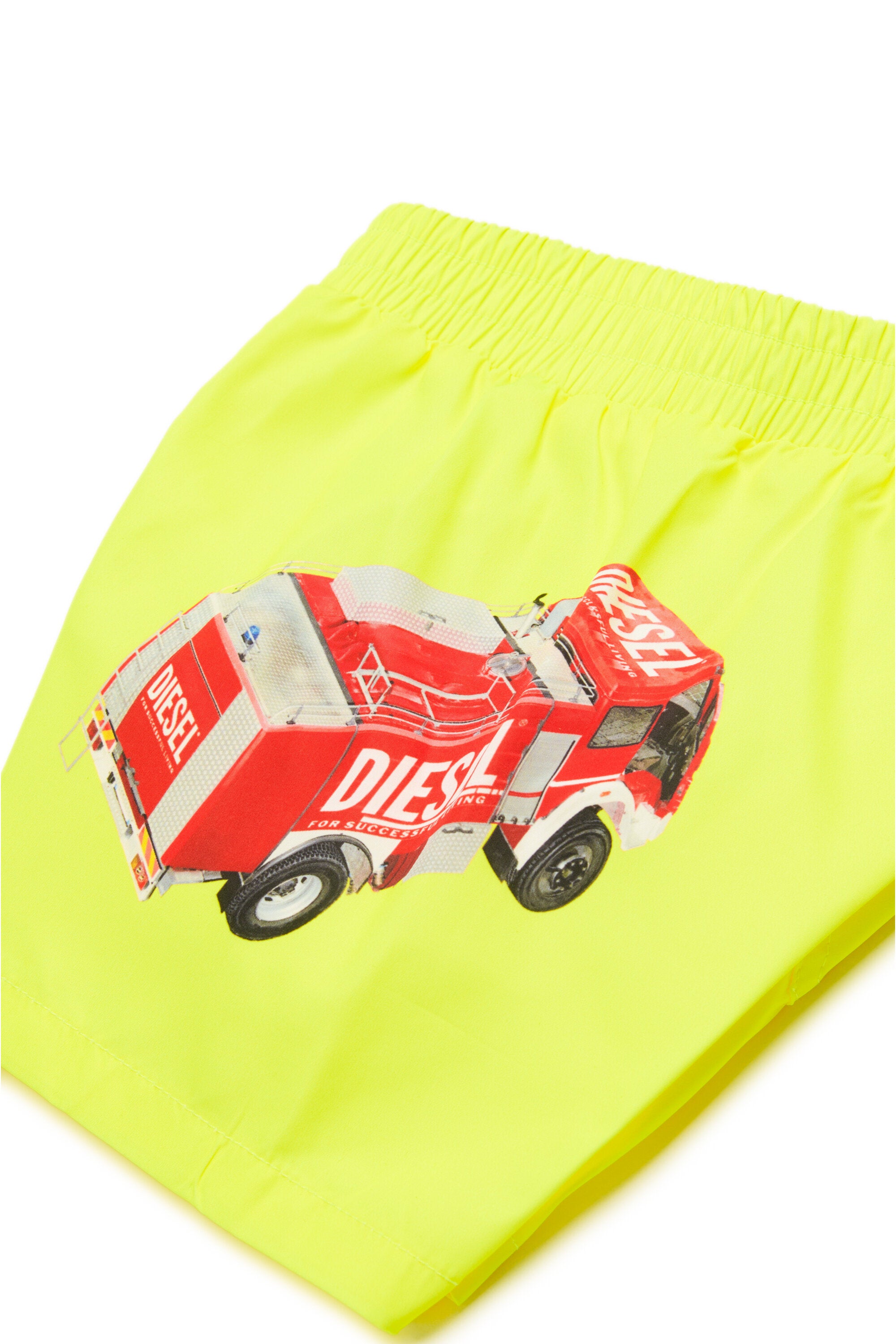 Boxer swimsuit with Fire Truck graphics