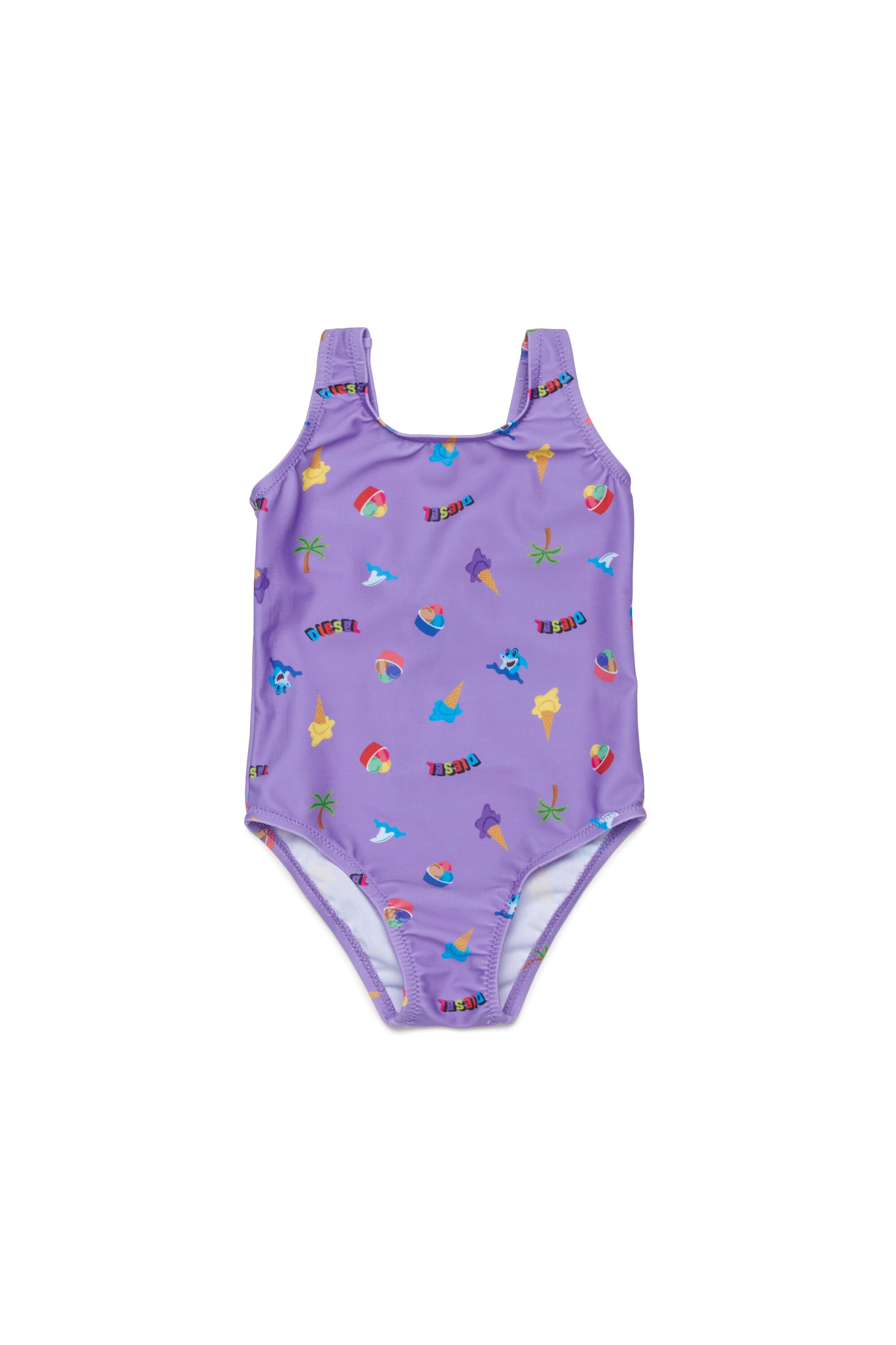 One-piece swimsuit with all-over prints