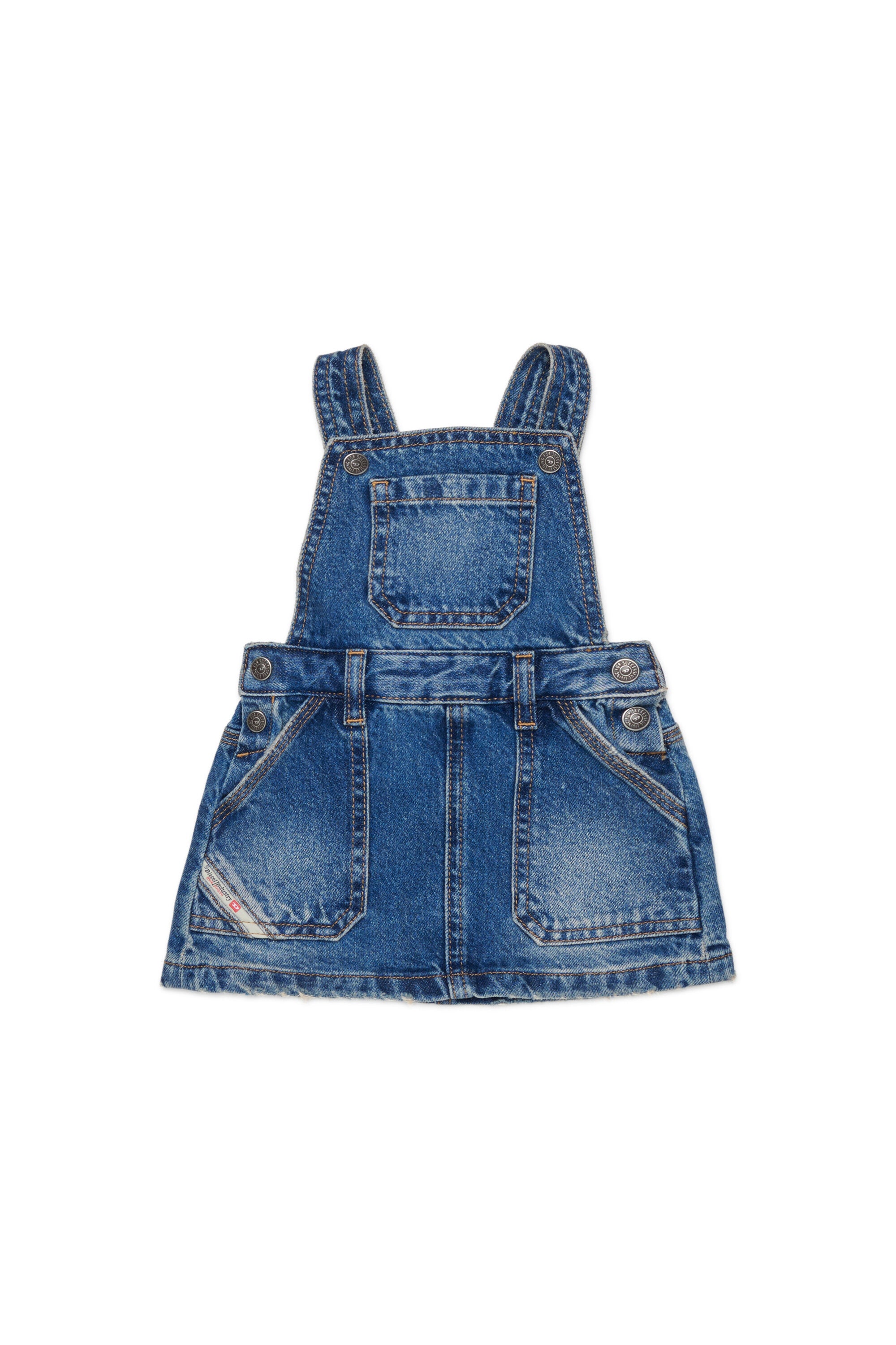 Short denim overalls