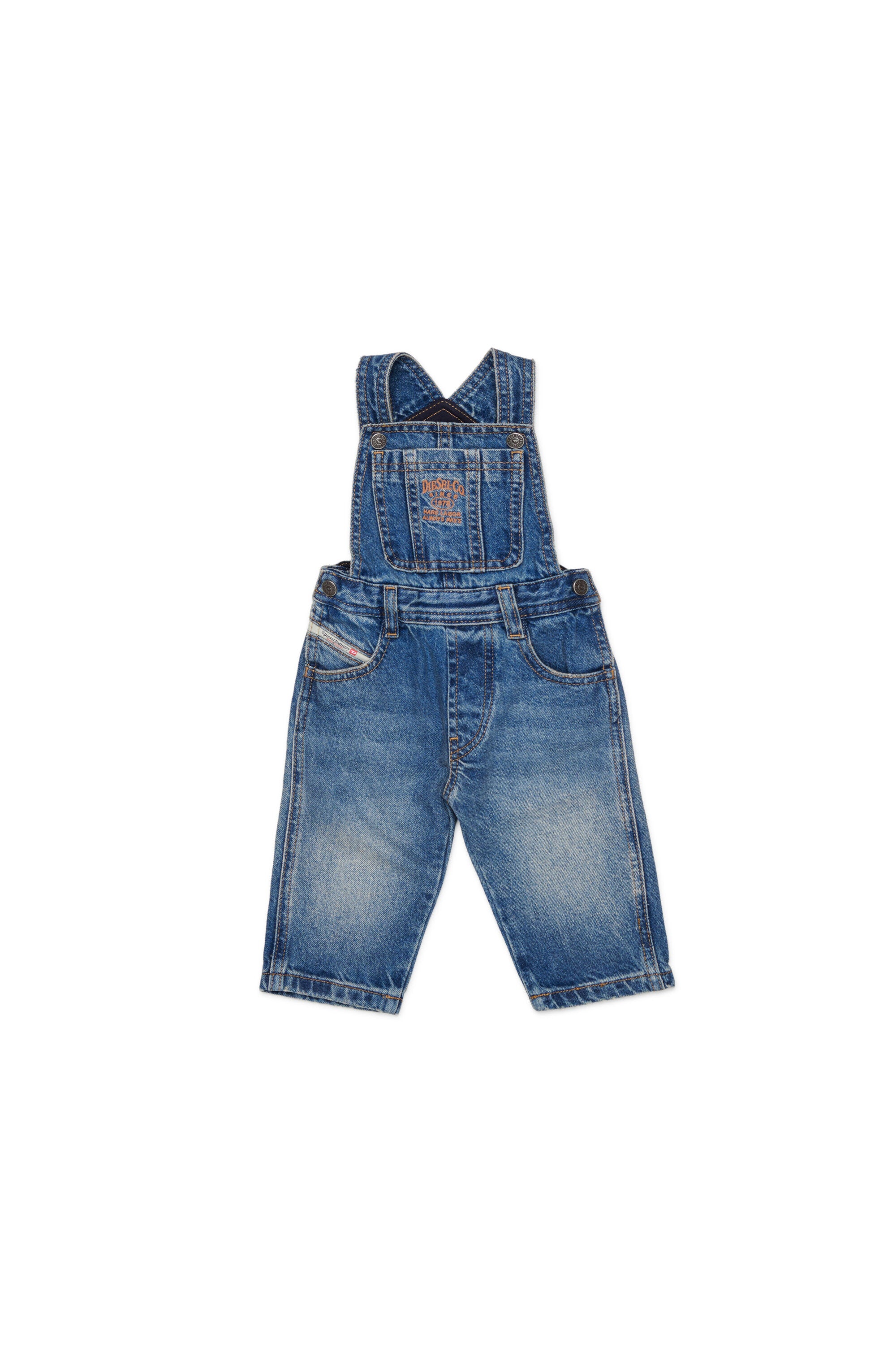 Denim overalls with logo