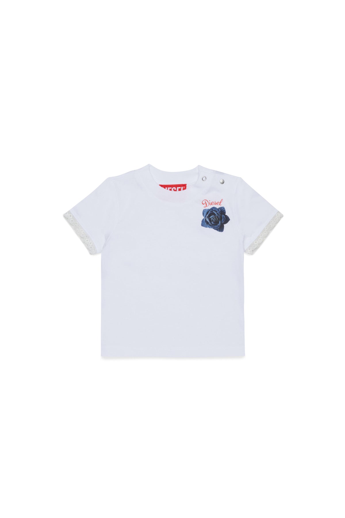 T-shirt with logo and lace sleeves