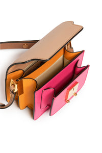 Tricolor Trunk bag in saffiano leather