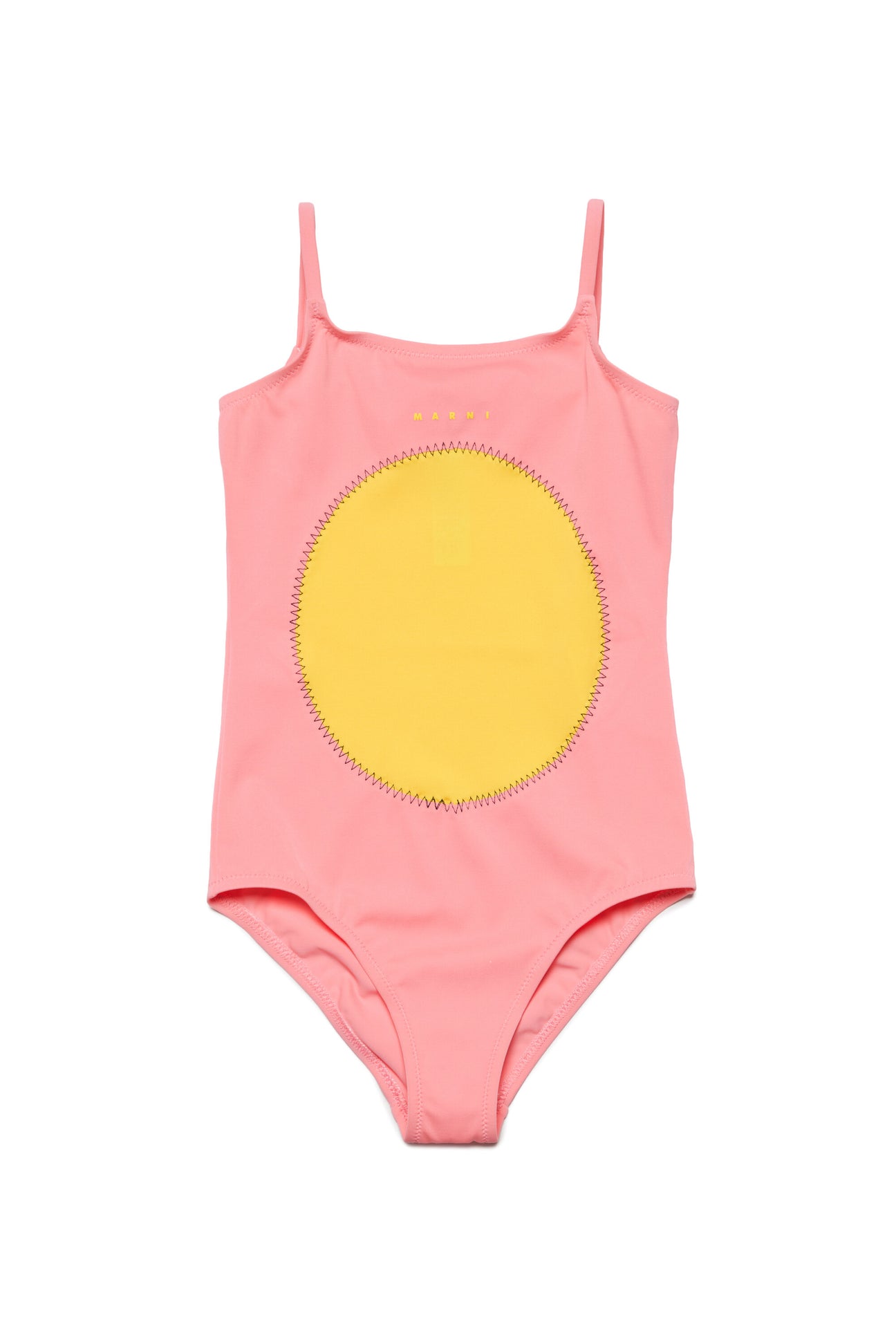 Lycra one-piece swimsuit with circle graphic 