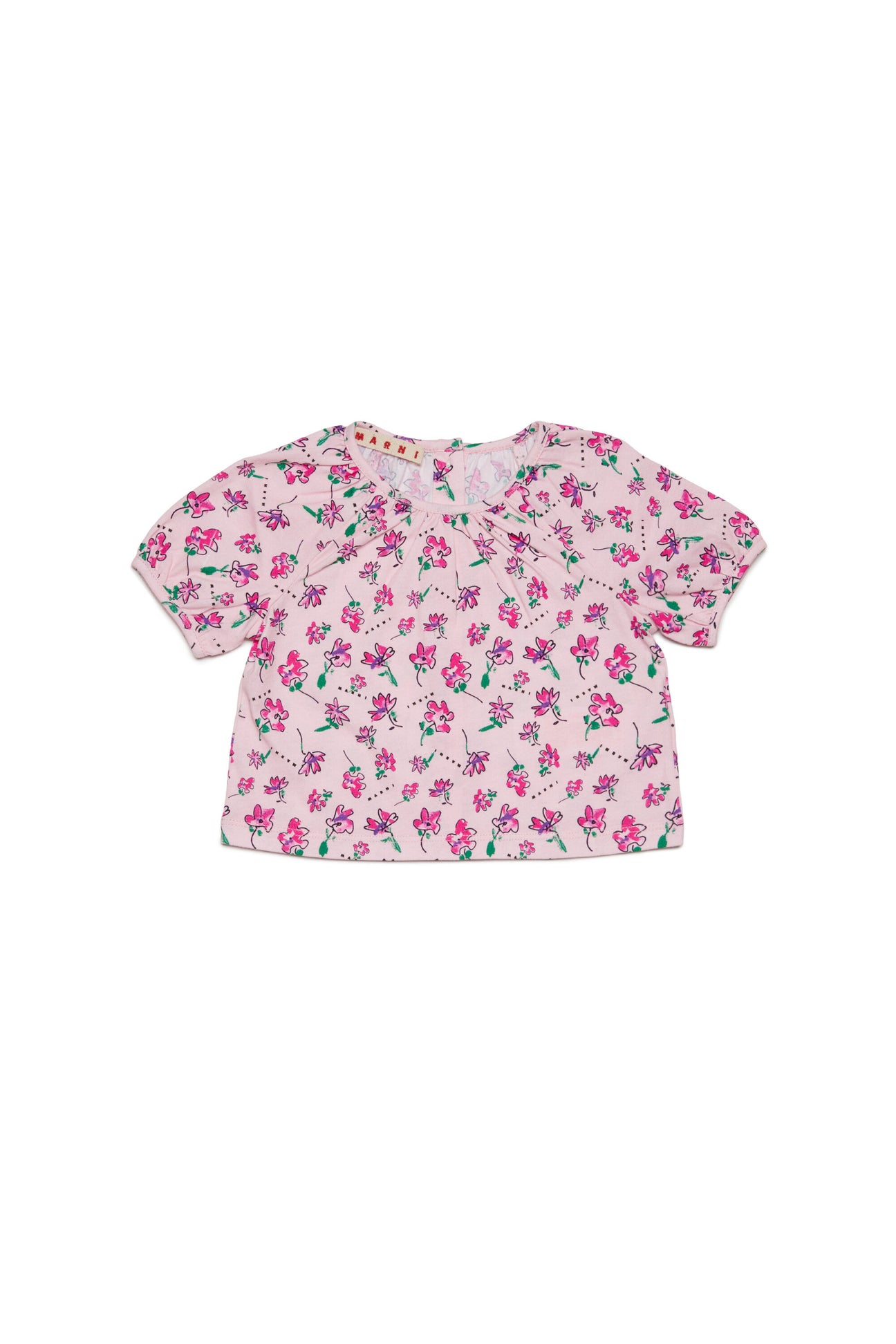 Pink Flowers allover poplin shirt 