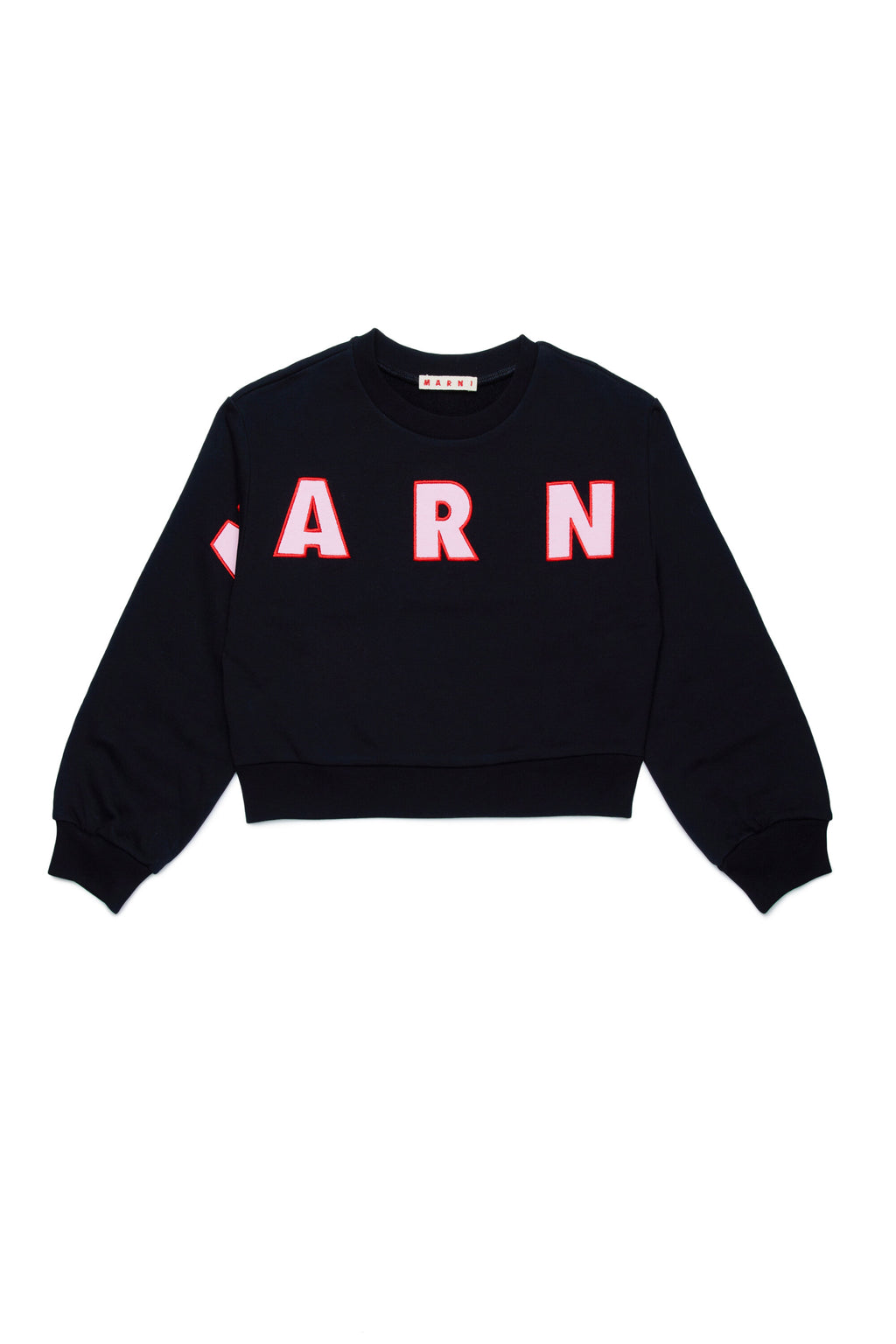 Cropped crew-neck sweatshirt with embroidered logo