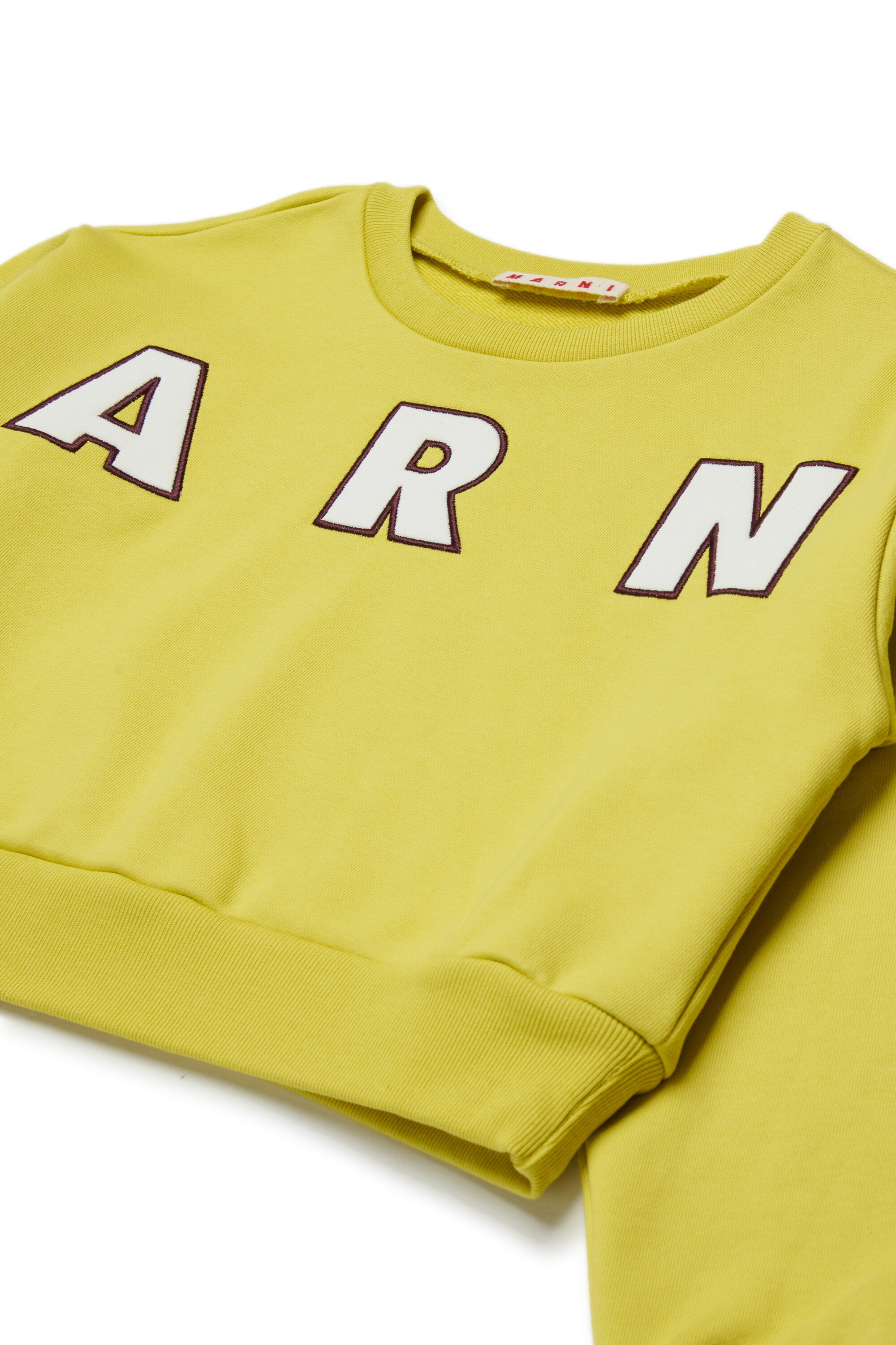 Cropped crew-neck sweatshirt with embroidered Marni patch logo