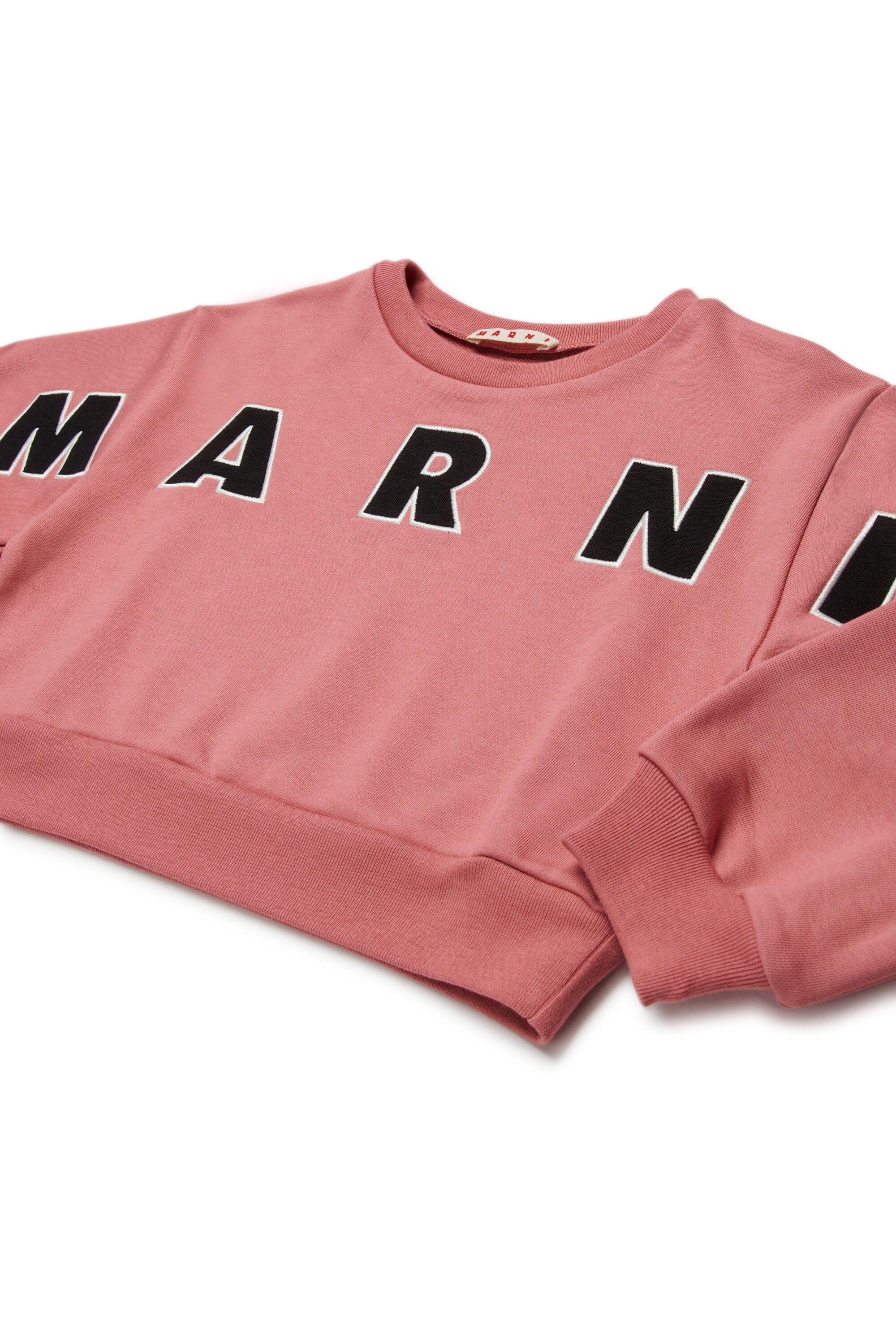 Cropped crew-neck sweatshirt with embroidered Marni patch logo