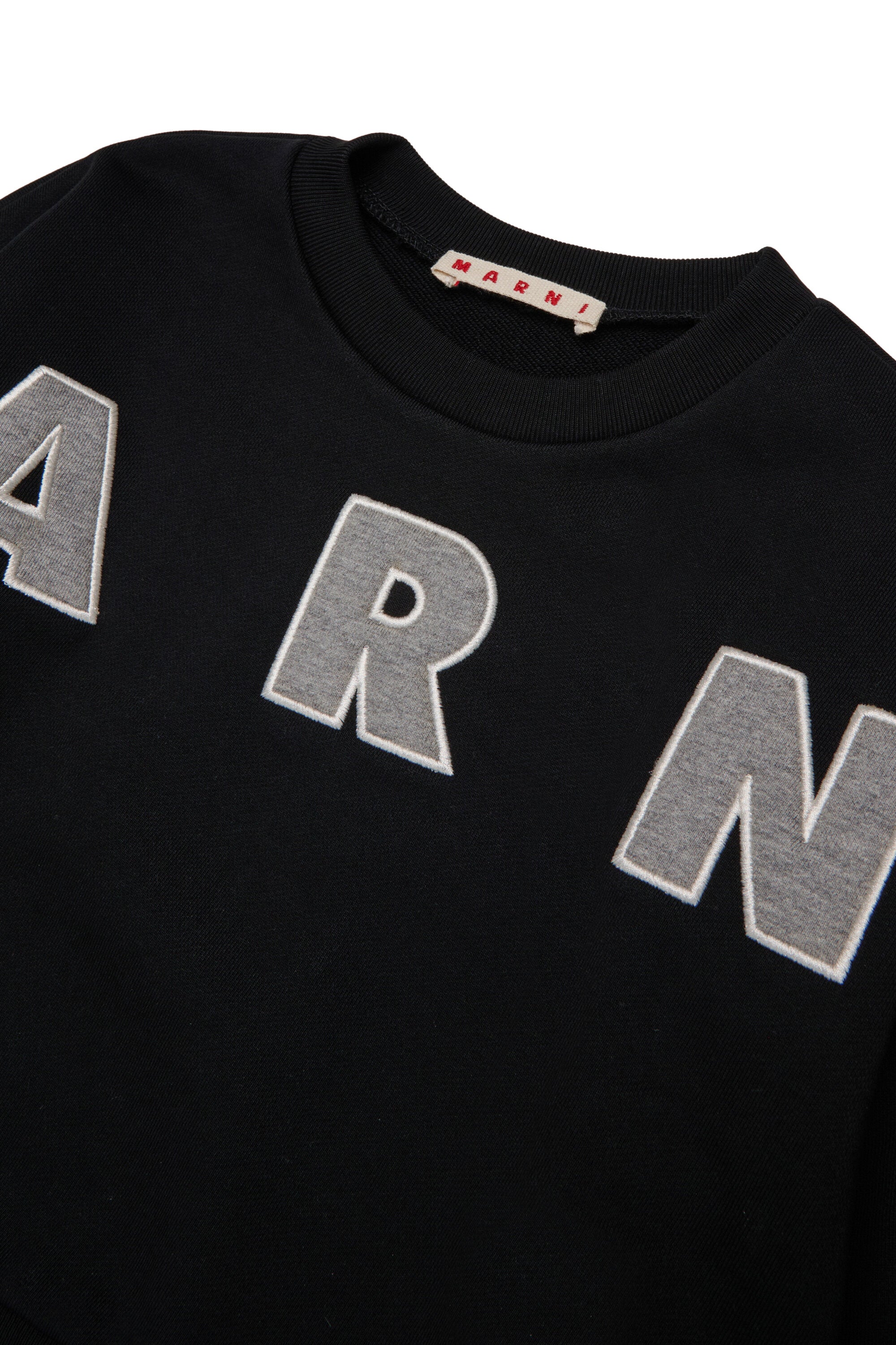 Cropped crew-neck sweatshirt with embroidered Marni patch logo