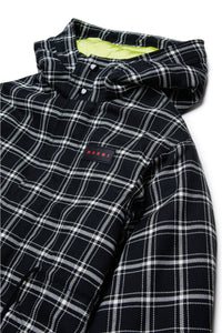 All-over check flannel parka jacket