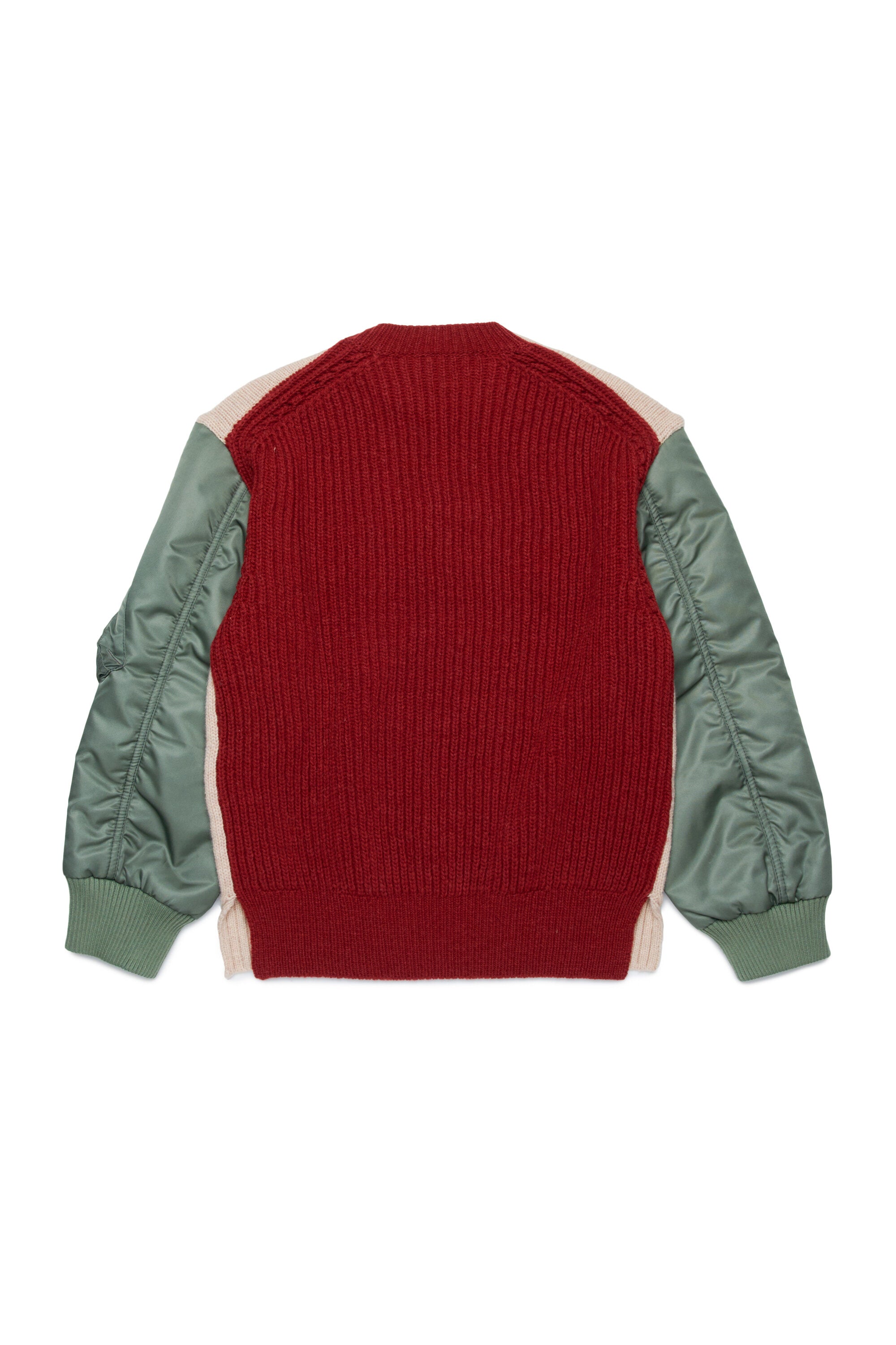 Wool-blend pullover with bomber sleeves