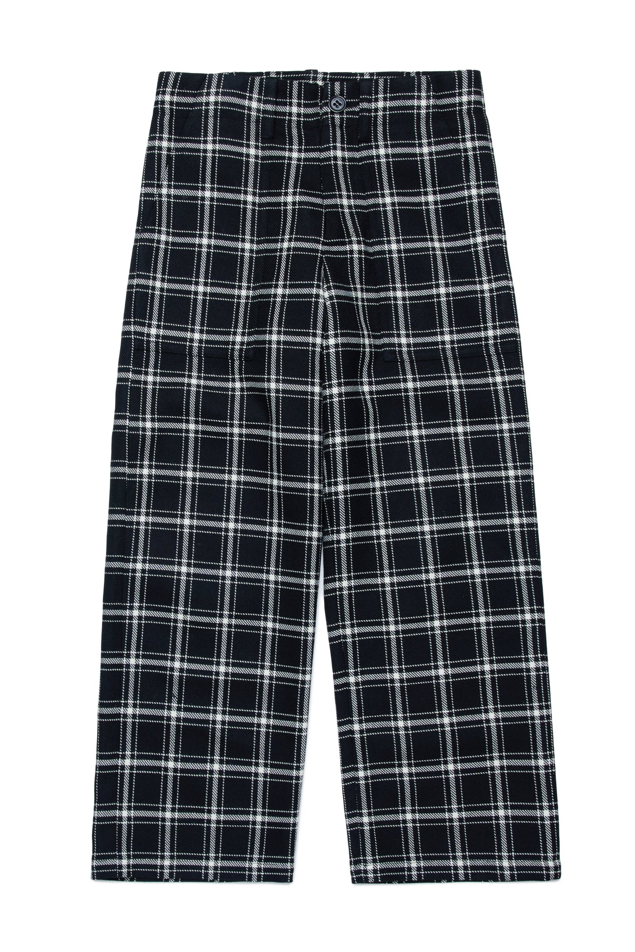 All-over check flannel trousers 