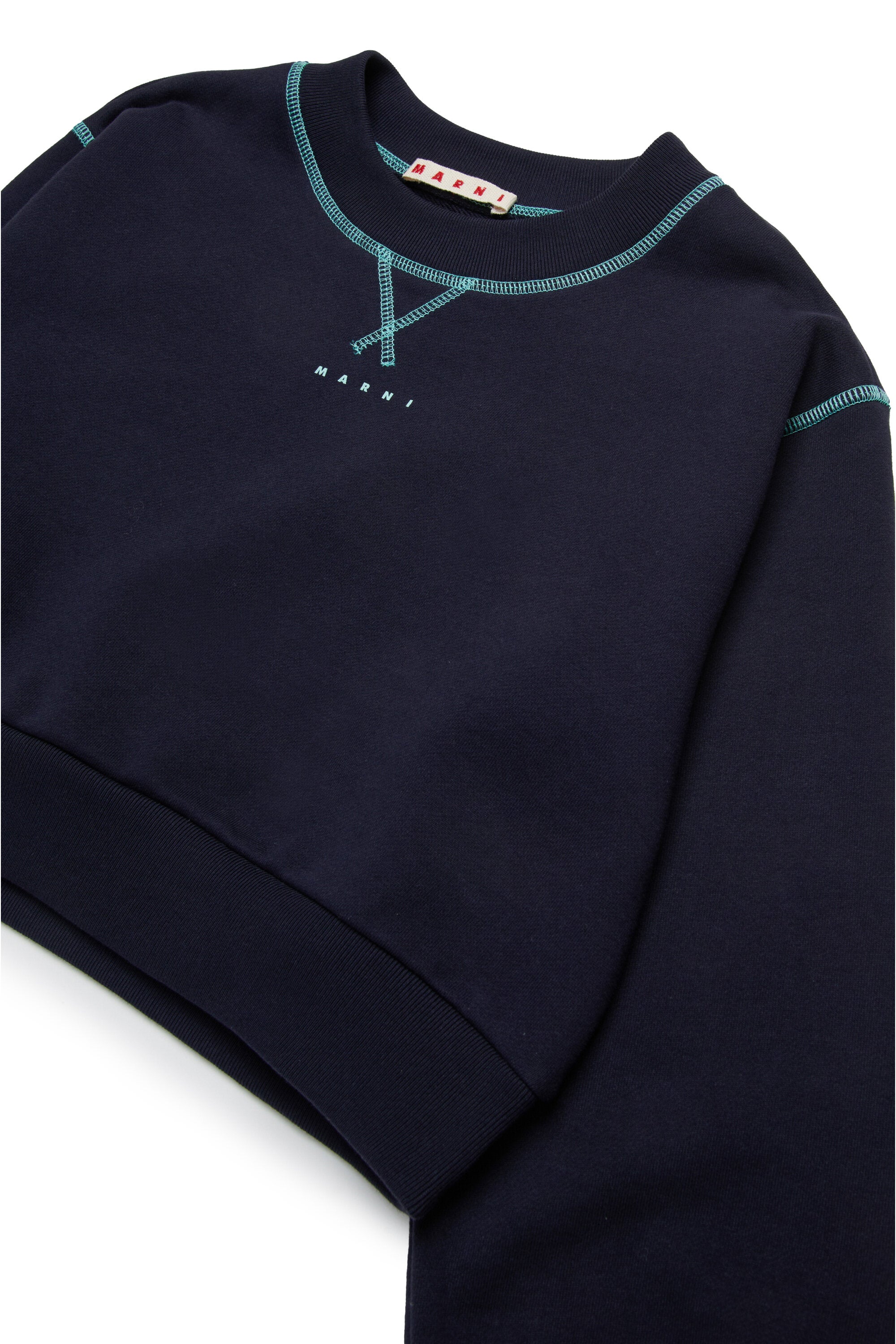Crew-neck sweatshirt with contrasting seams