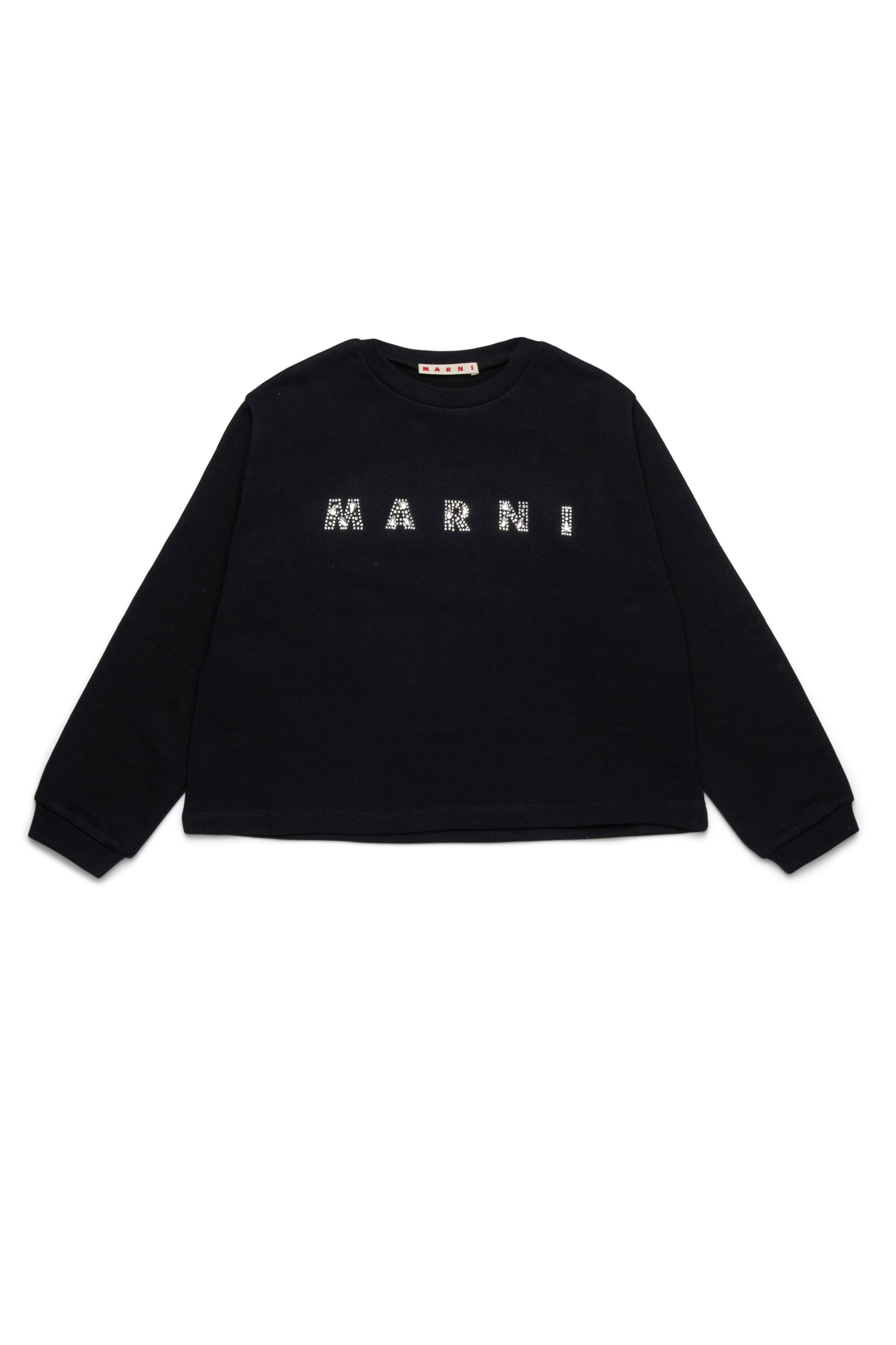 Crew-neck sweatshirt branded in Rhinestones