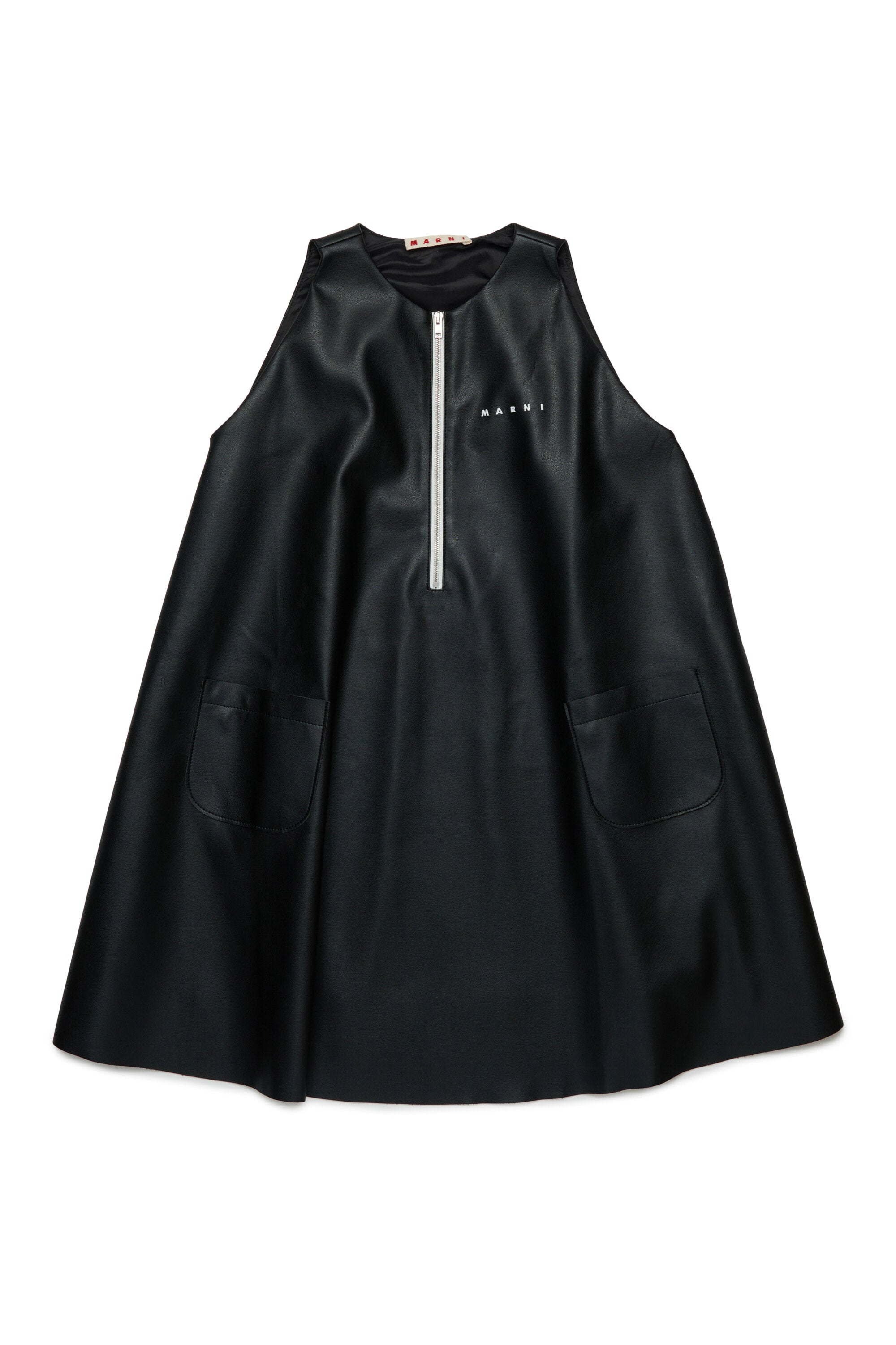 Short flared dress in Coated fabric